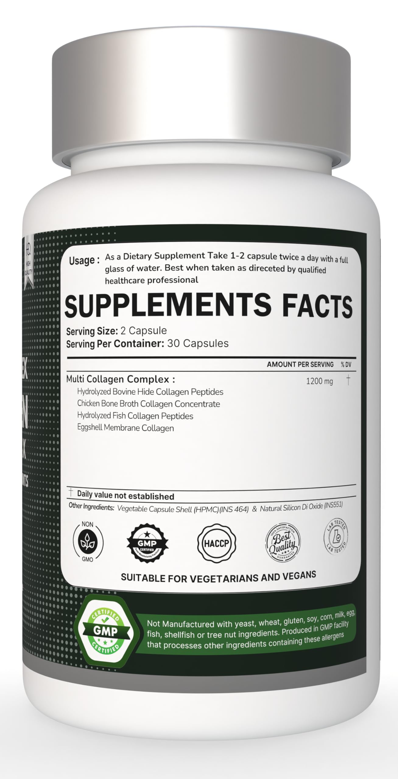 Heroot Plant-Based Collagen 500mg Skin, Hair and Nails Supplement Capsule 60