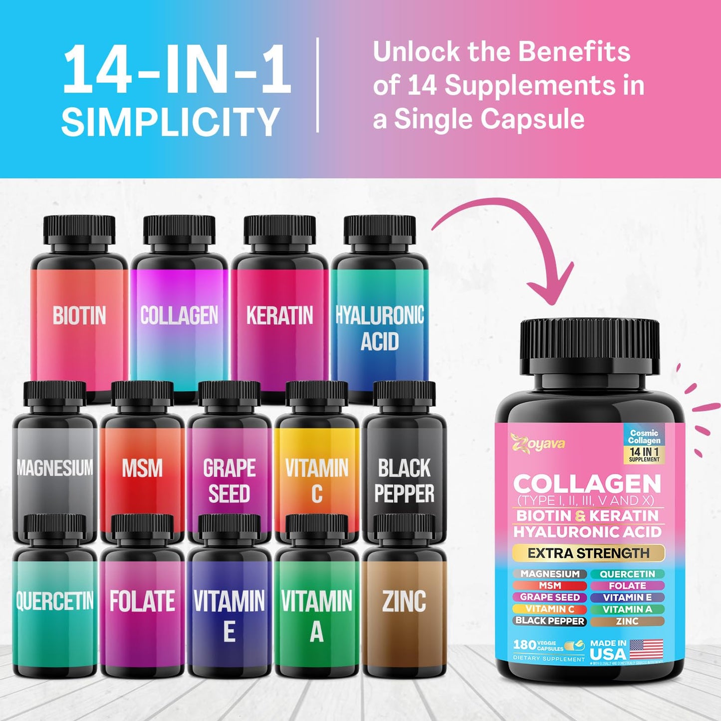 Zoyava Collagen Capsules 180 Count