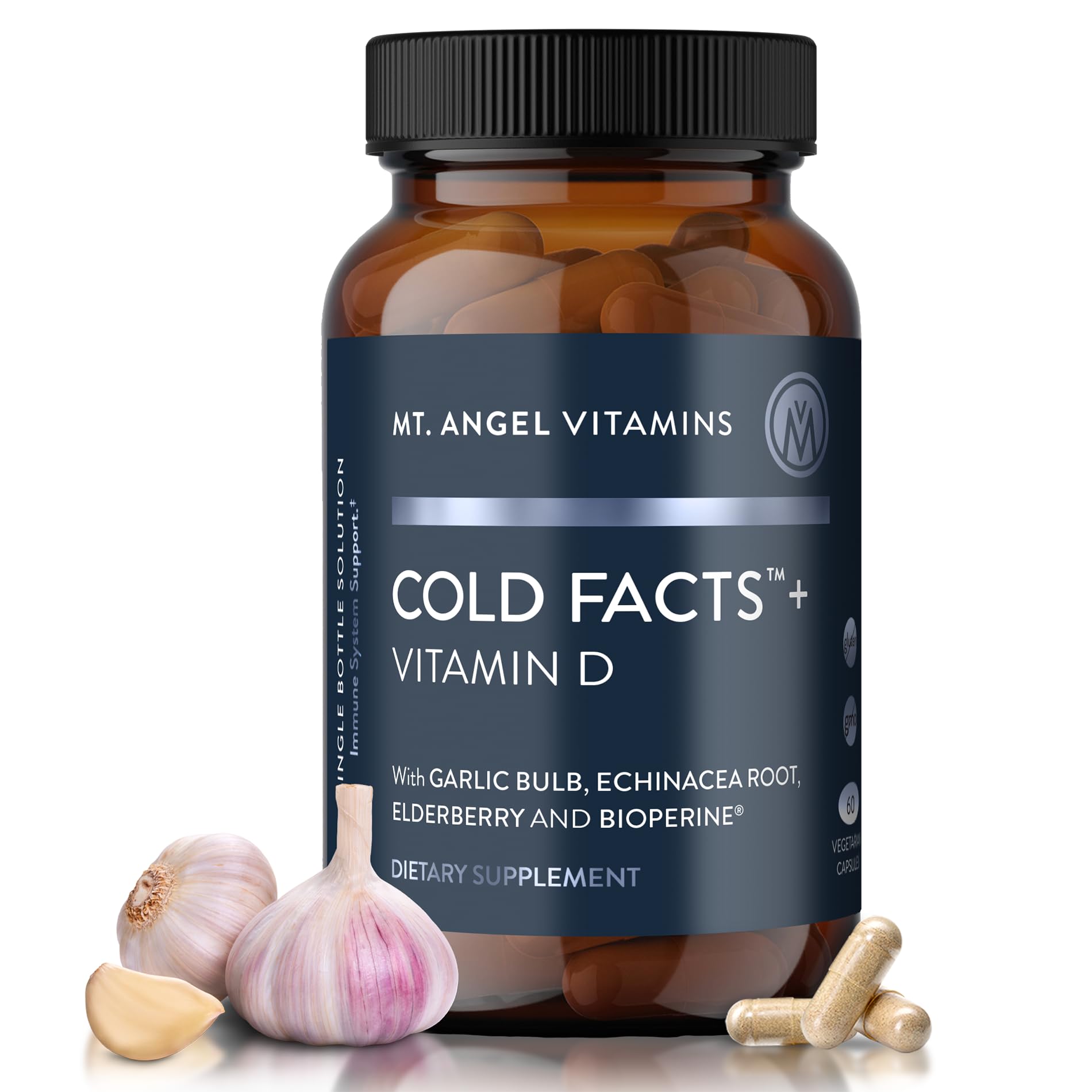 Mt. Angel Vitamins Cold Facts + Vitamin D, Immune System Support, 60 Vegetarian Capsules