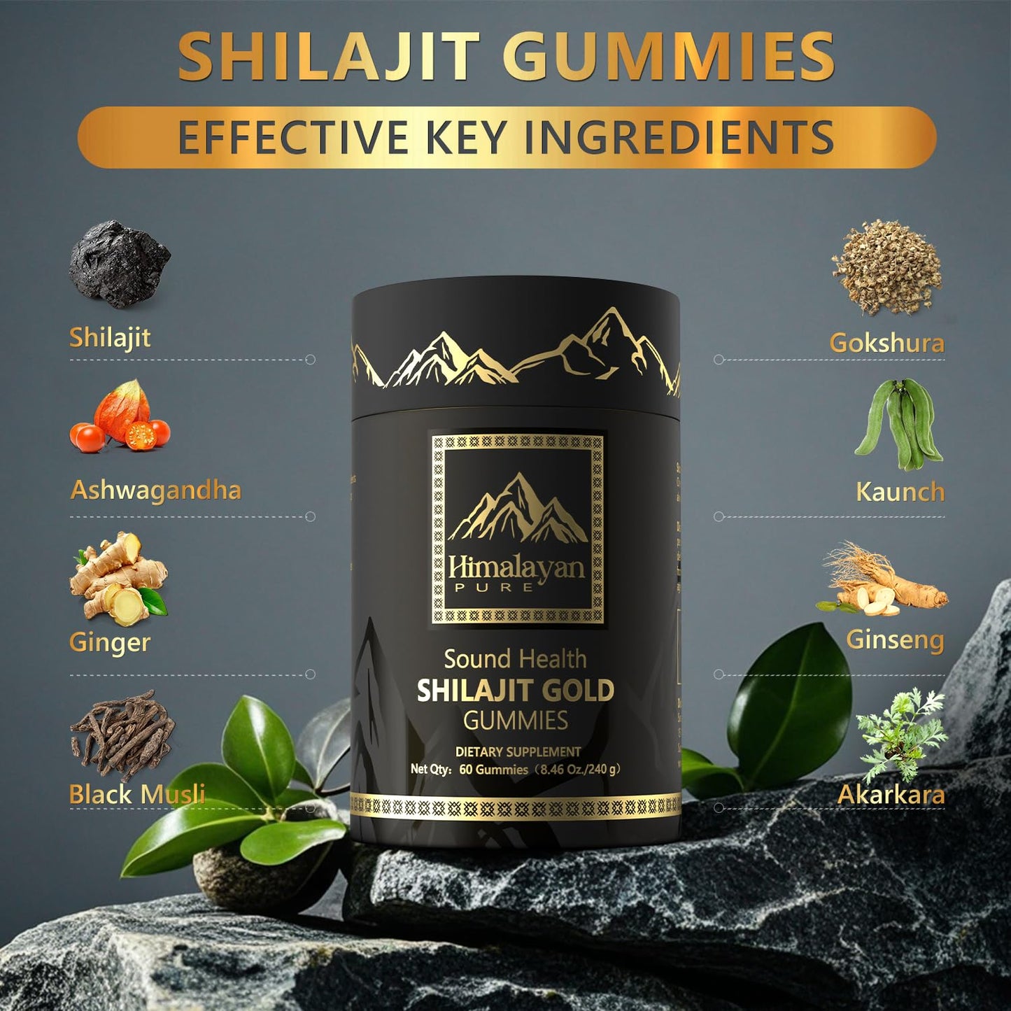 Sound Health Plus Shilajit Gold Gummies with Ashwagandha & Gokshura 60 Gummies