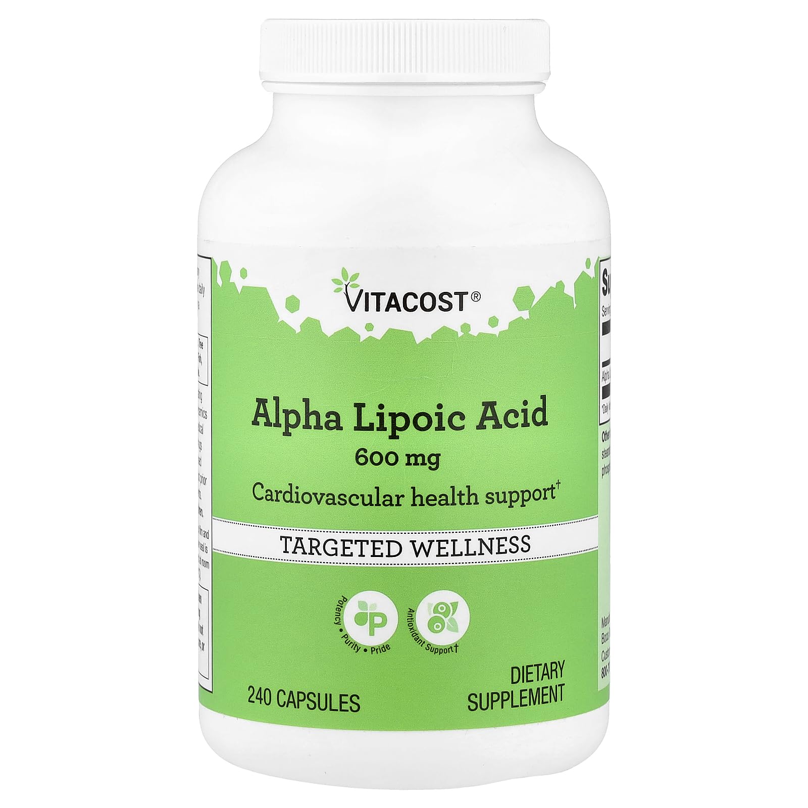 Vitacost Alpha Lipoic Acid 600 mg Capsule, 240 Capsules