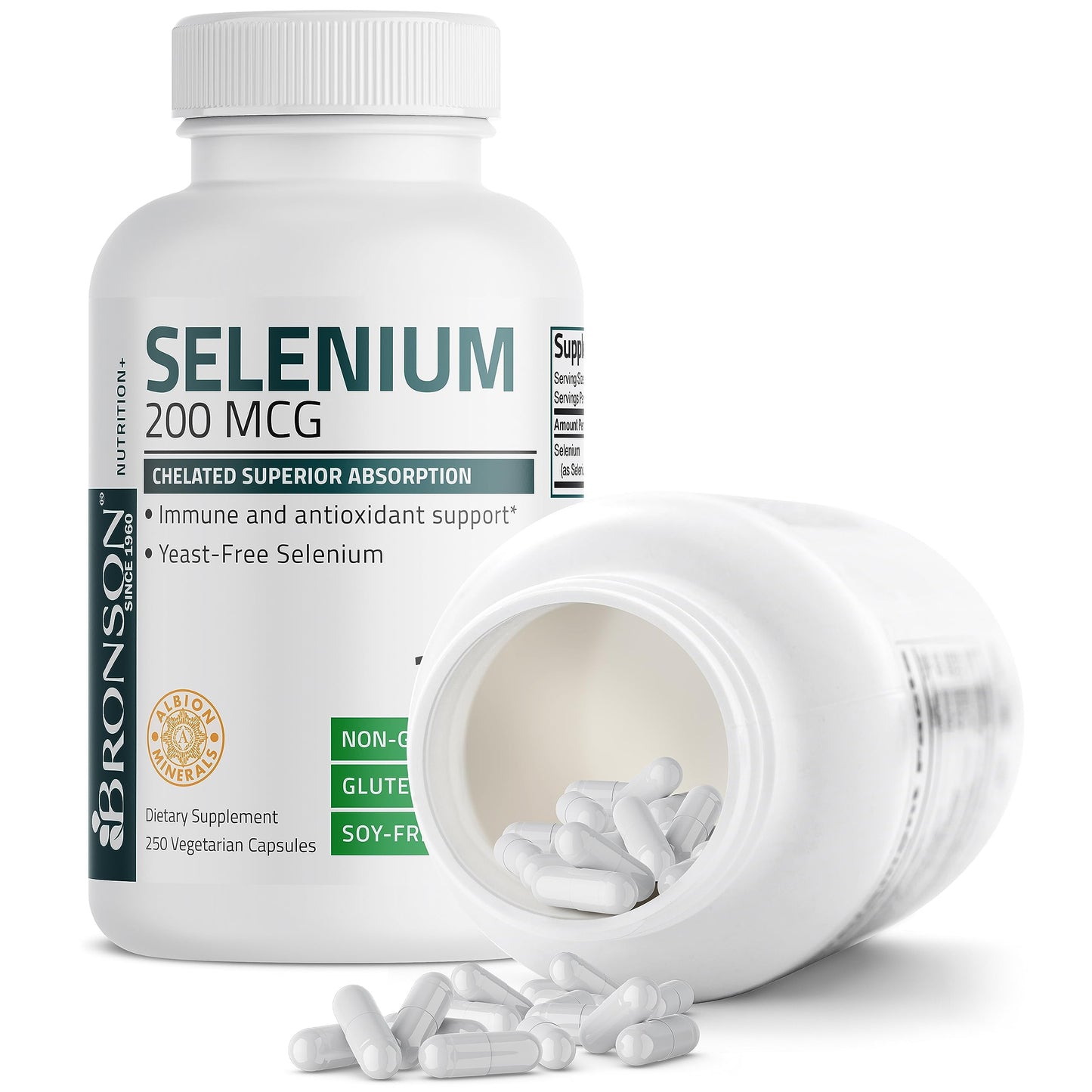 Bronson Selenium 200 mcg Yeast Free Chelated Amino Acid Complex Capsules, 250