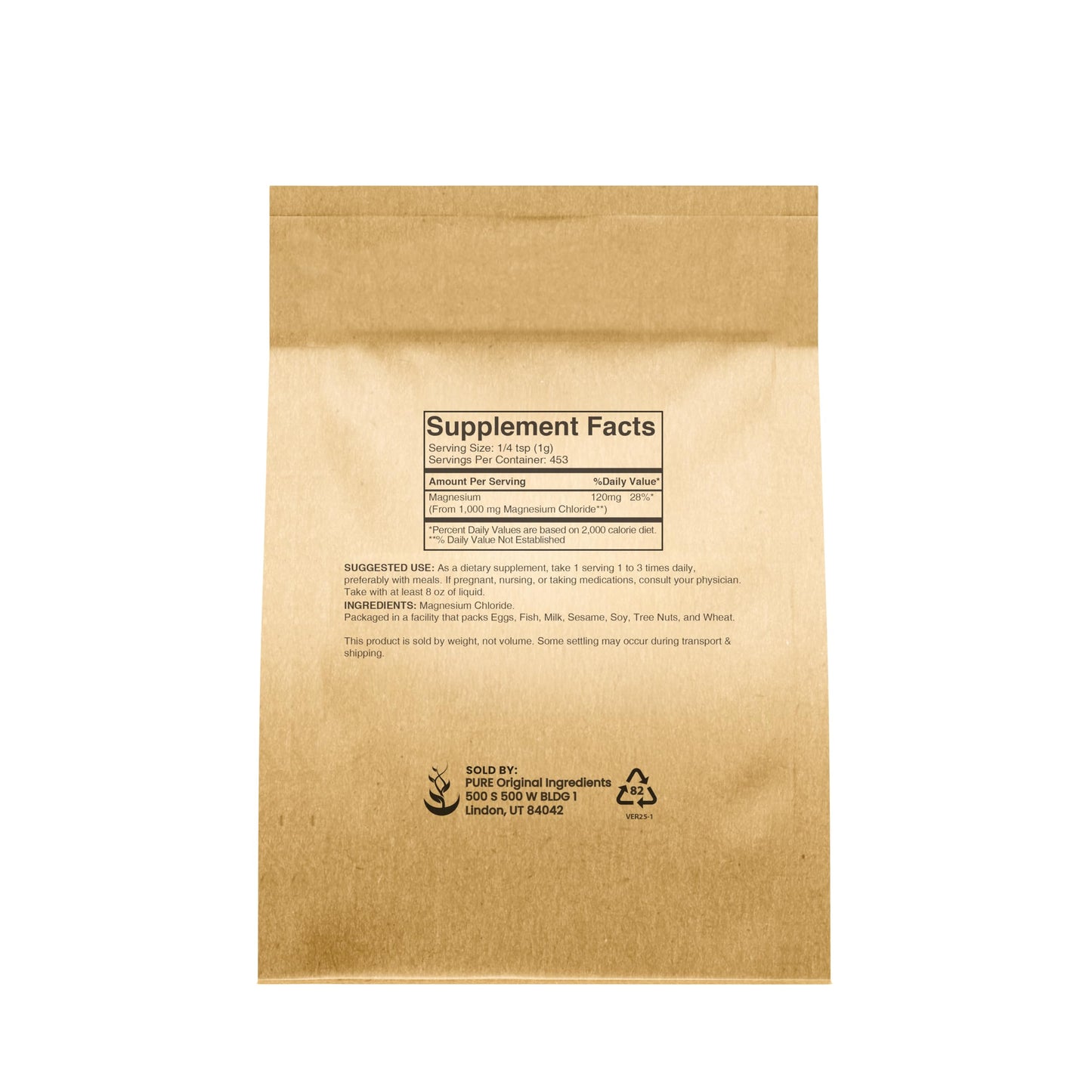 Pure Original Ingredients Magnesium Chloride Powder, 16 oz