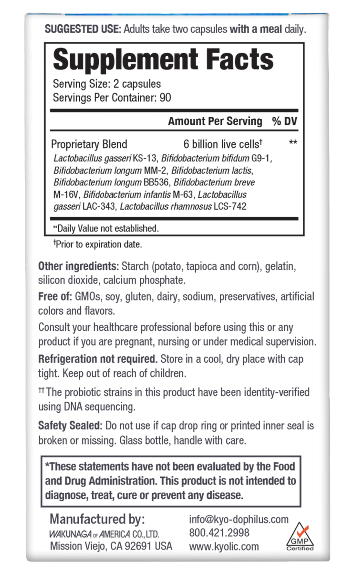 Kyolic Kyo-Dophilus Multi 9 Probiotic 180 Capsules