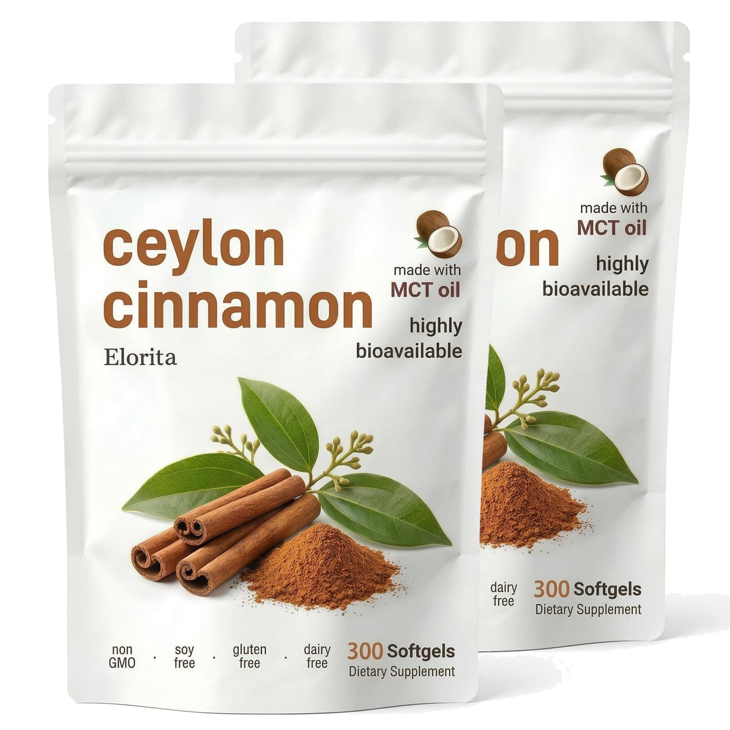 Elorita Ceylon Cinnamon Soft Gels with MCT Oil Capsule, 1 Count