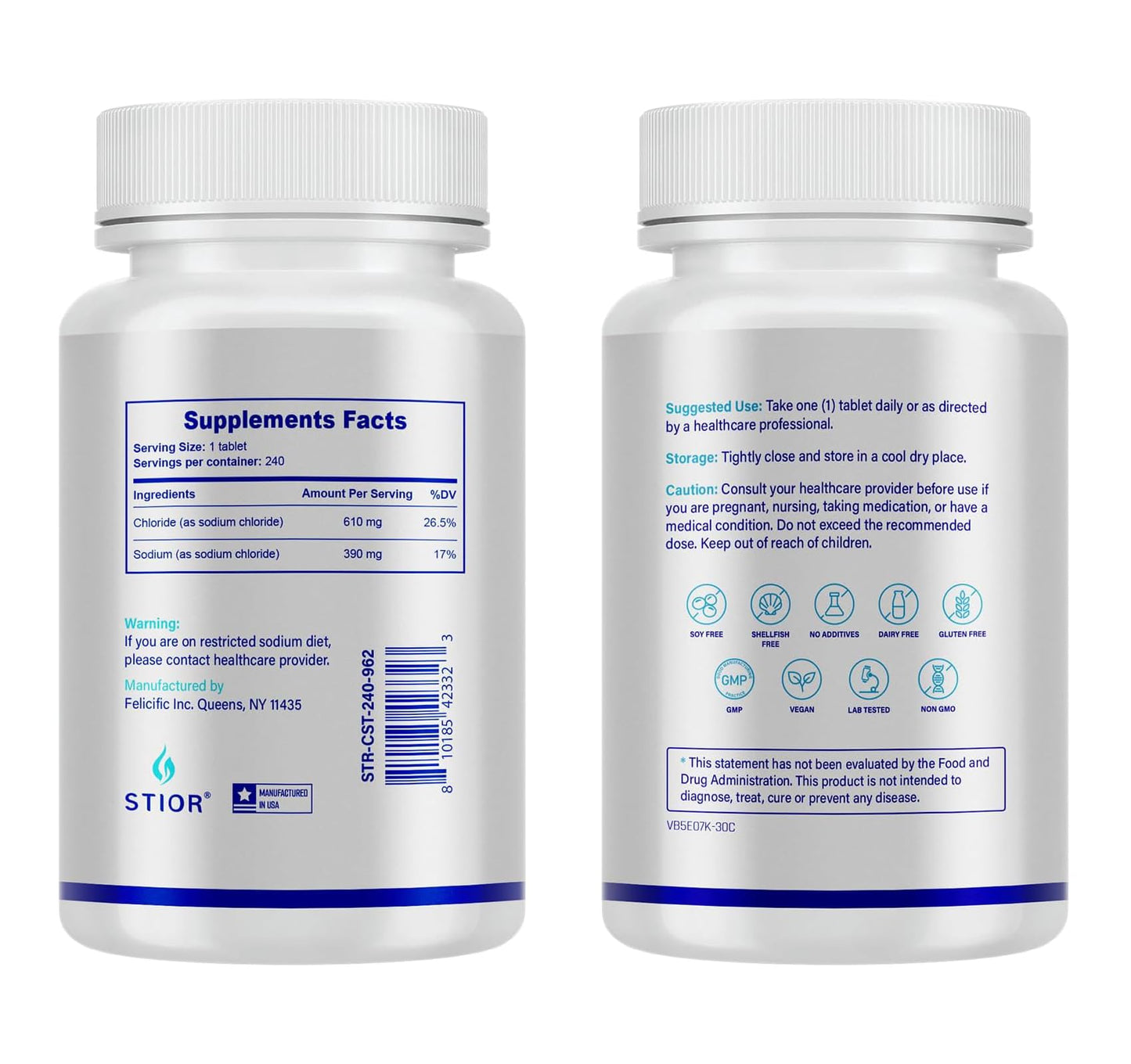 STIOR Sodium Chloride Tablets 1000mg, 240 Tablets