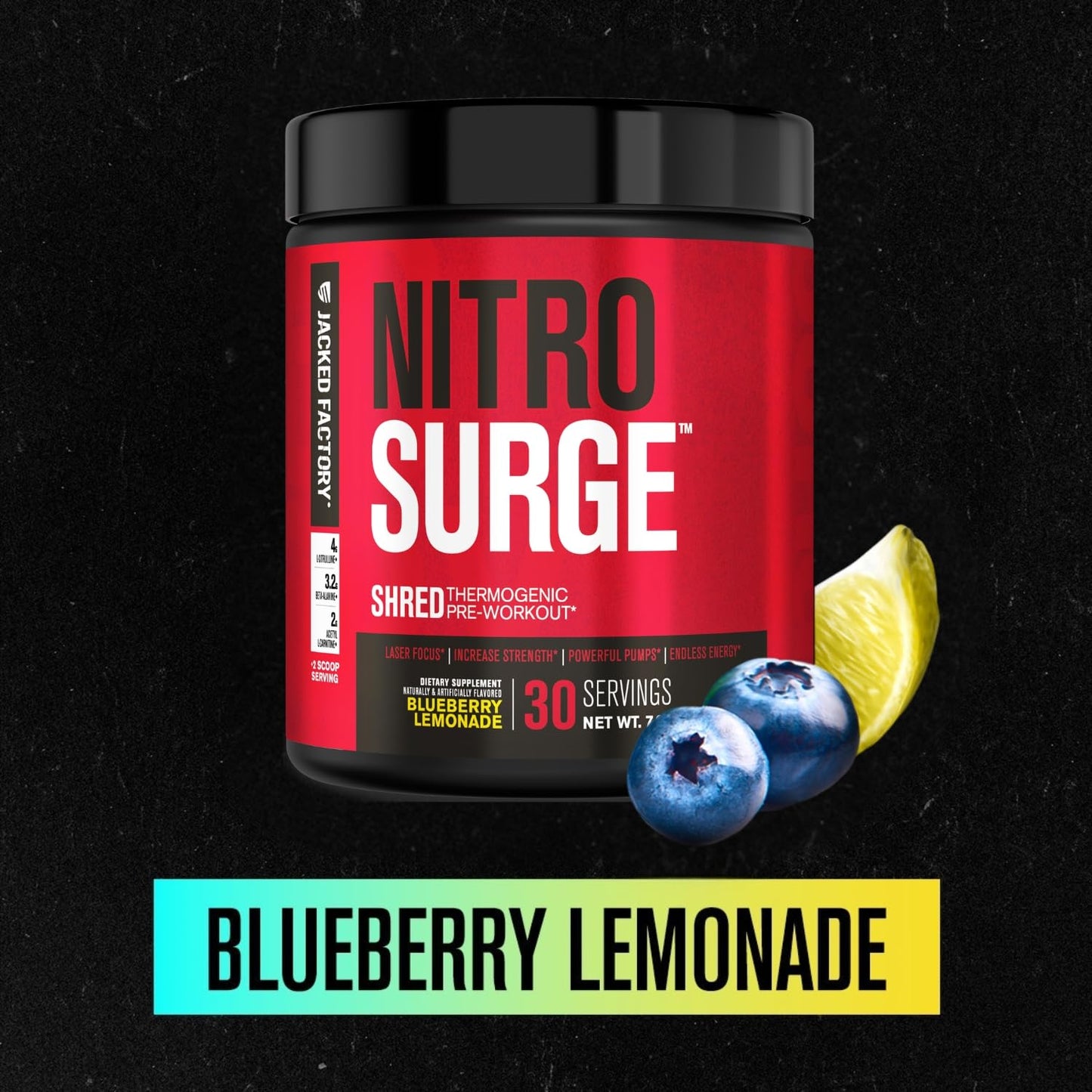 Jacked Factory NITROSURGE Shred Pre Workout Supplement Powder 7.61