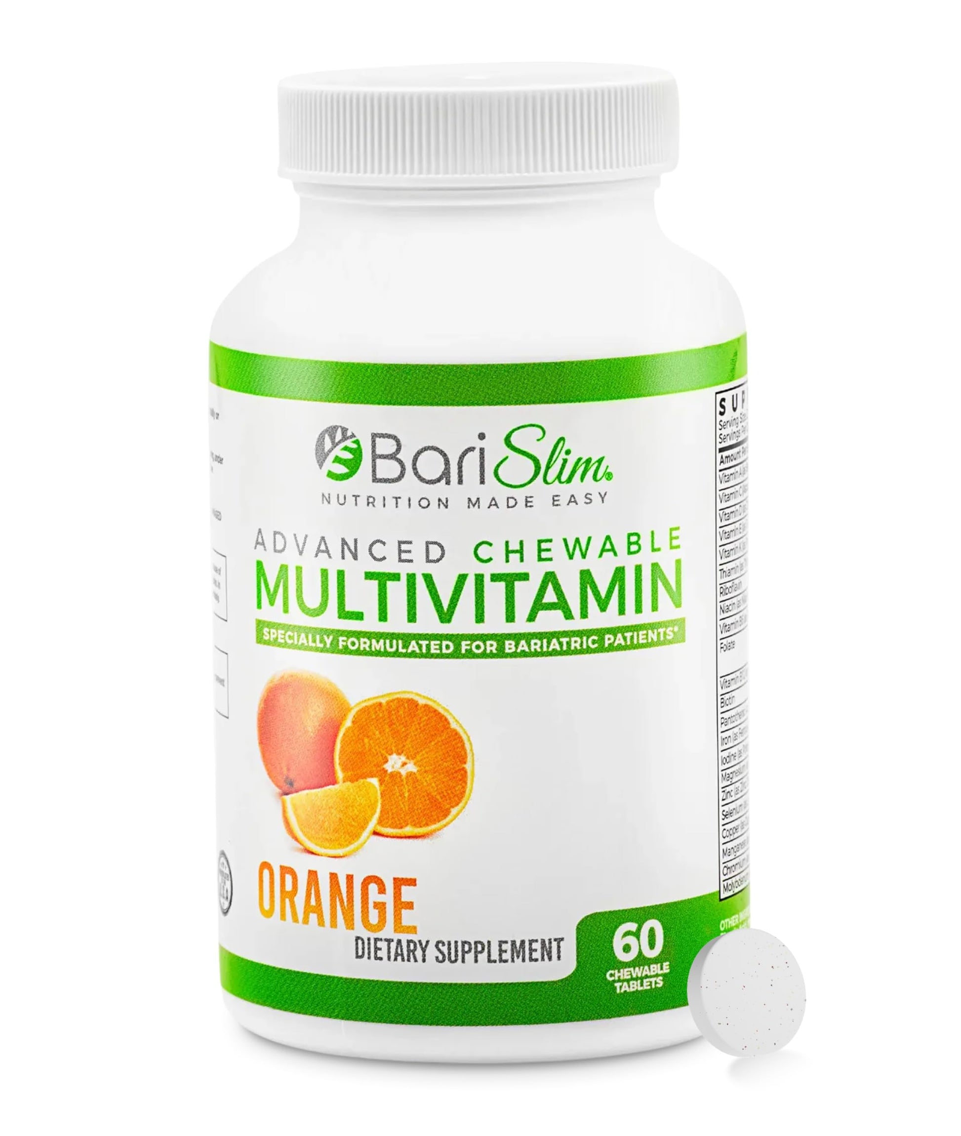 BariSlim Advanced Chewable Bariatric Multivitamin Tablets 60 Count