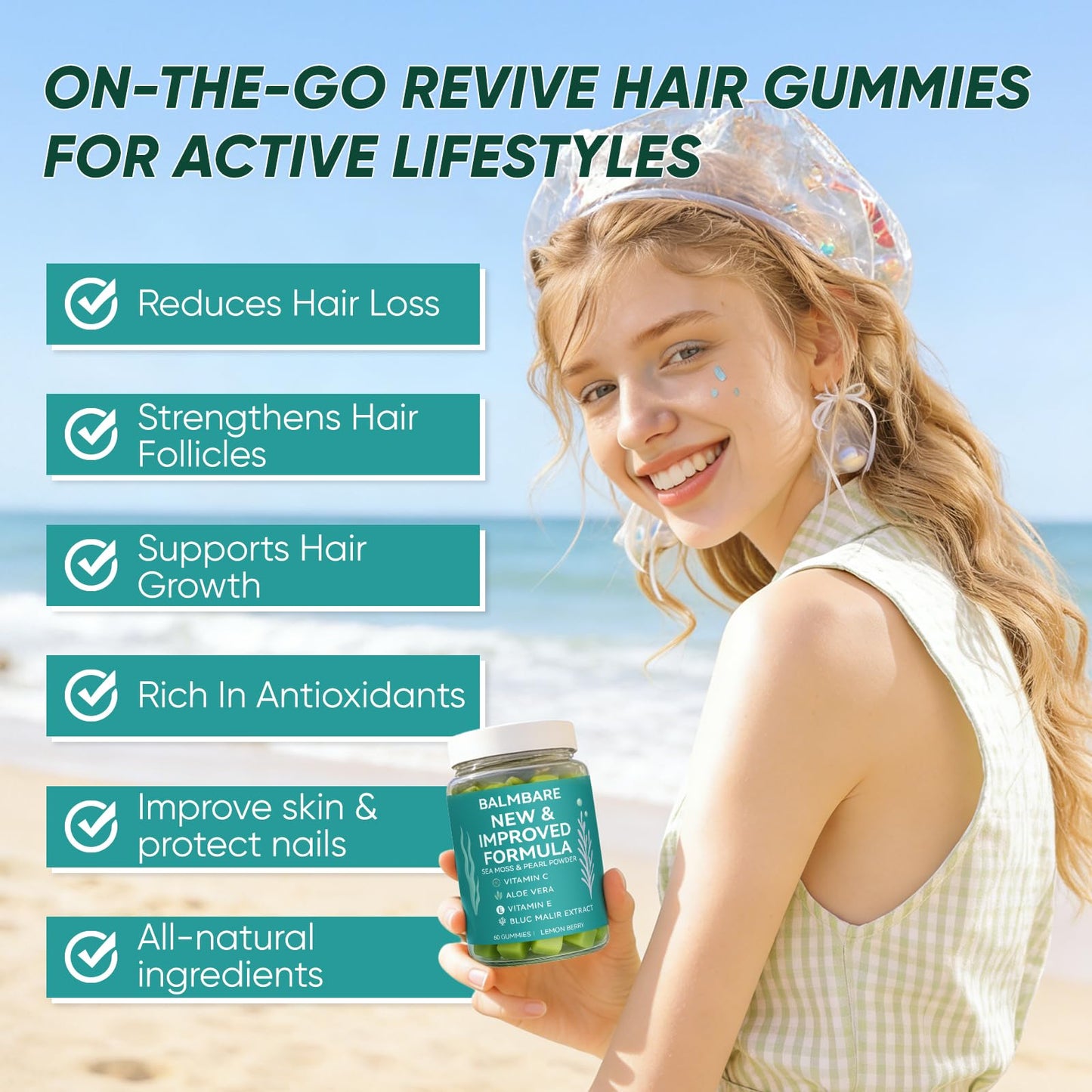 Balmbare Revive Gummies for Hair Loss 60 Count
