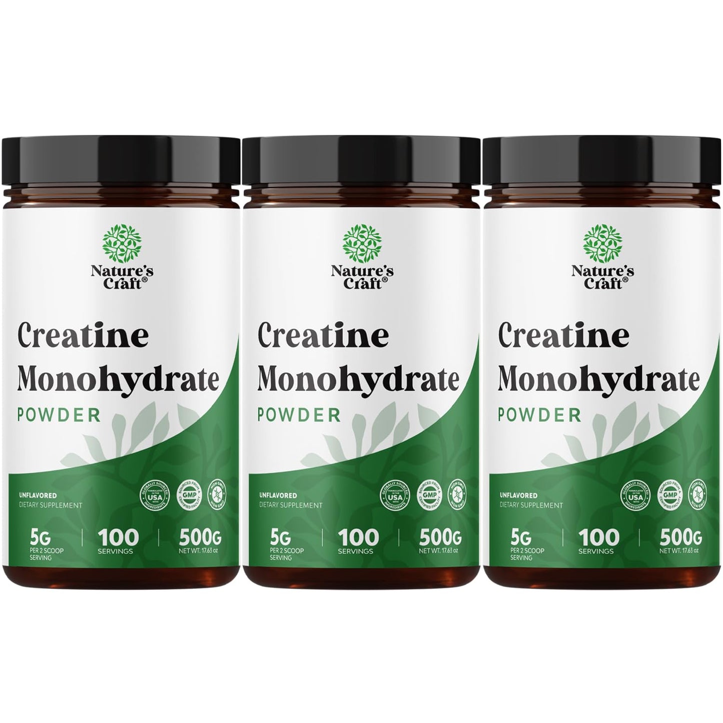 Natures Craft Micronized Creatine Monohydrate Powder, 3 Pack