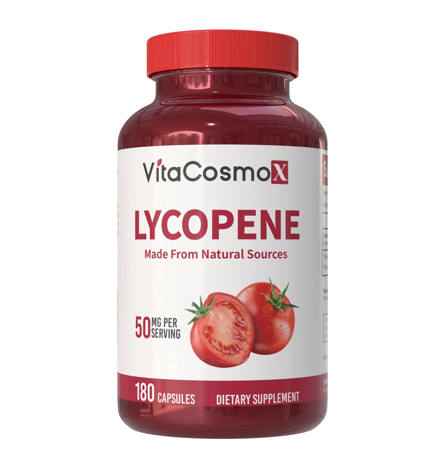 VitaCosmoX Lycopene 50mg Vegan Capsules, 180 Count