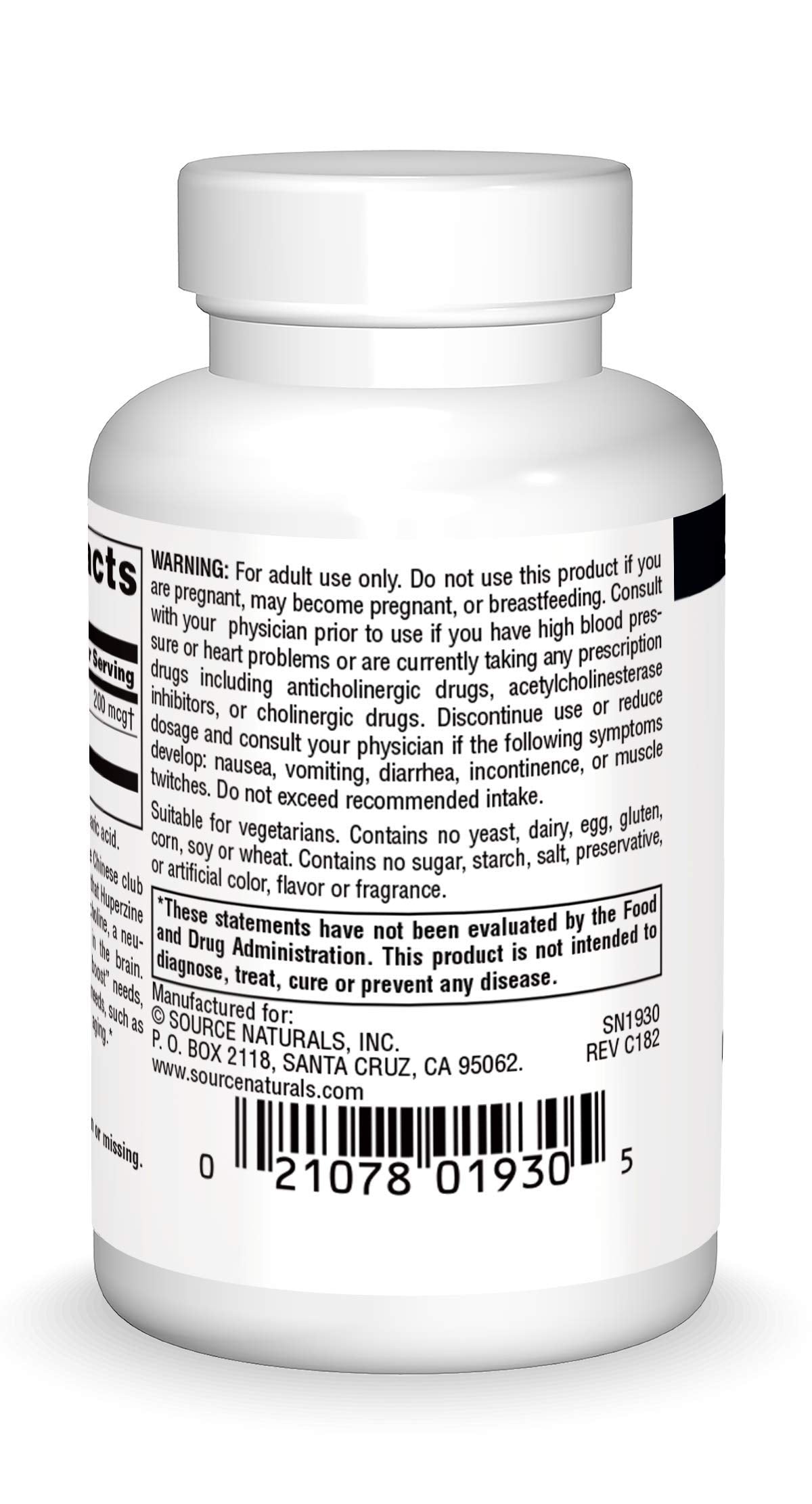 Source Naturals Huperzine A 200 mcg for Learning & Memory, 60 Tablets
