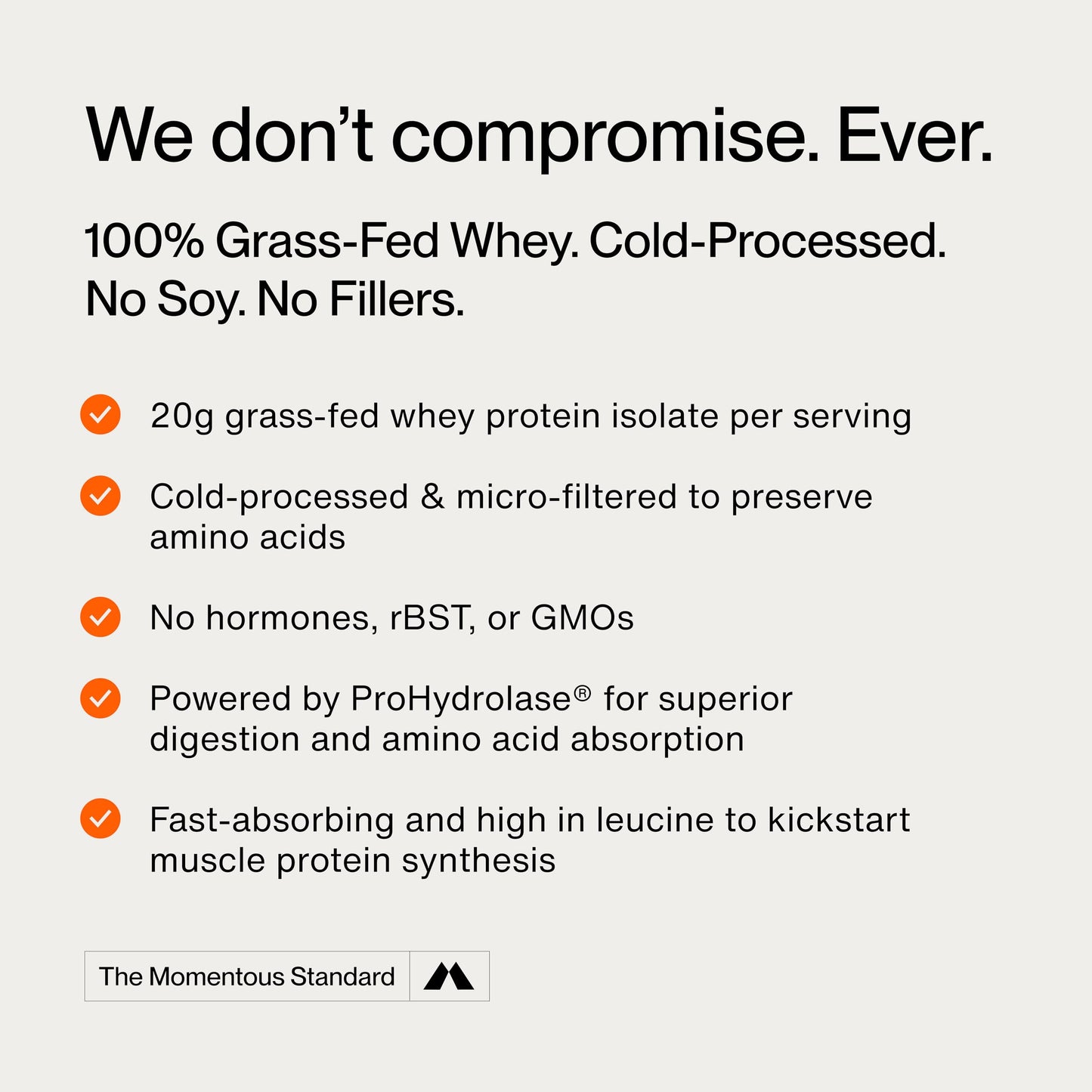 Momentous Essential Grass-Fed Whey Protein Powder Strawberry, 12 Servings