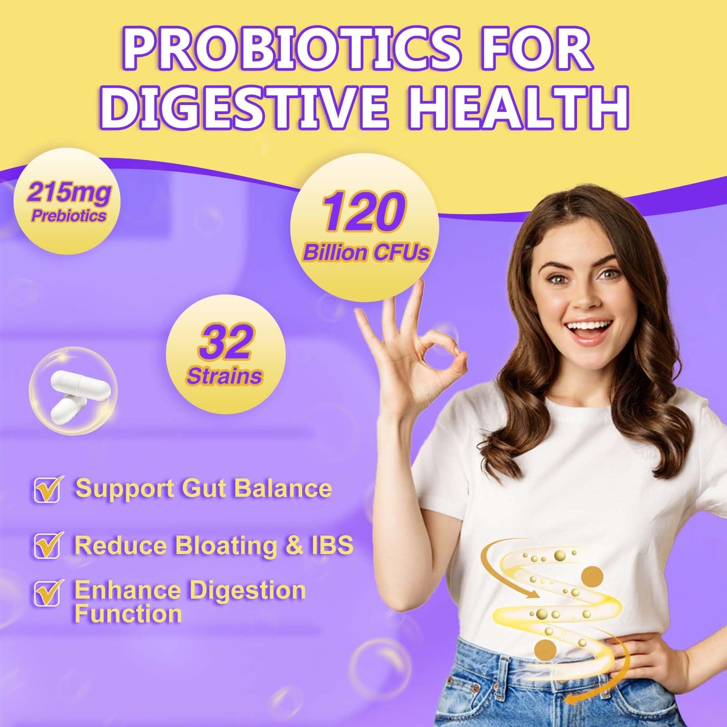 DRFOSTER Probiotics for Women & Men, 120 Billion CFU Capsule, 90 Count
