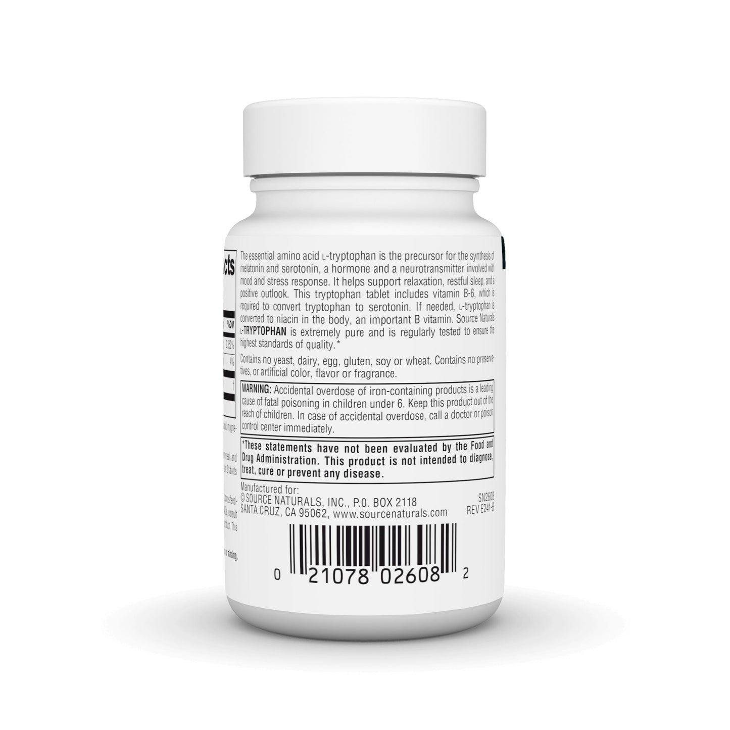 Source Naturals L-Tryptophan with Vitamin B-6 1000 mg Tablet, 30 Tablets