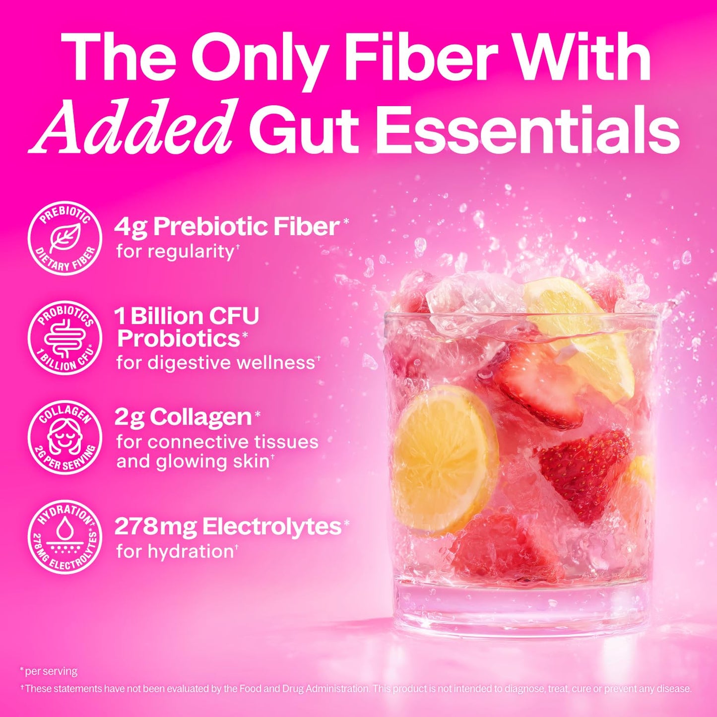 Belli Welli Daily Fiber Supplement Packets with Collagen, Probiotics & Electrolytes Powder 10 Count