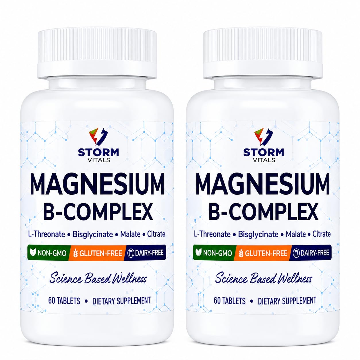 STORM VITALS Magnesium + B-Complex with Choline & Zinc Time Release Tablets, 120 Count