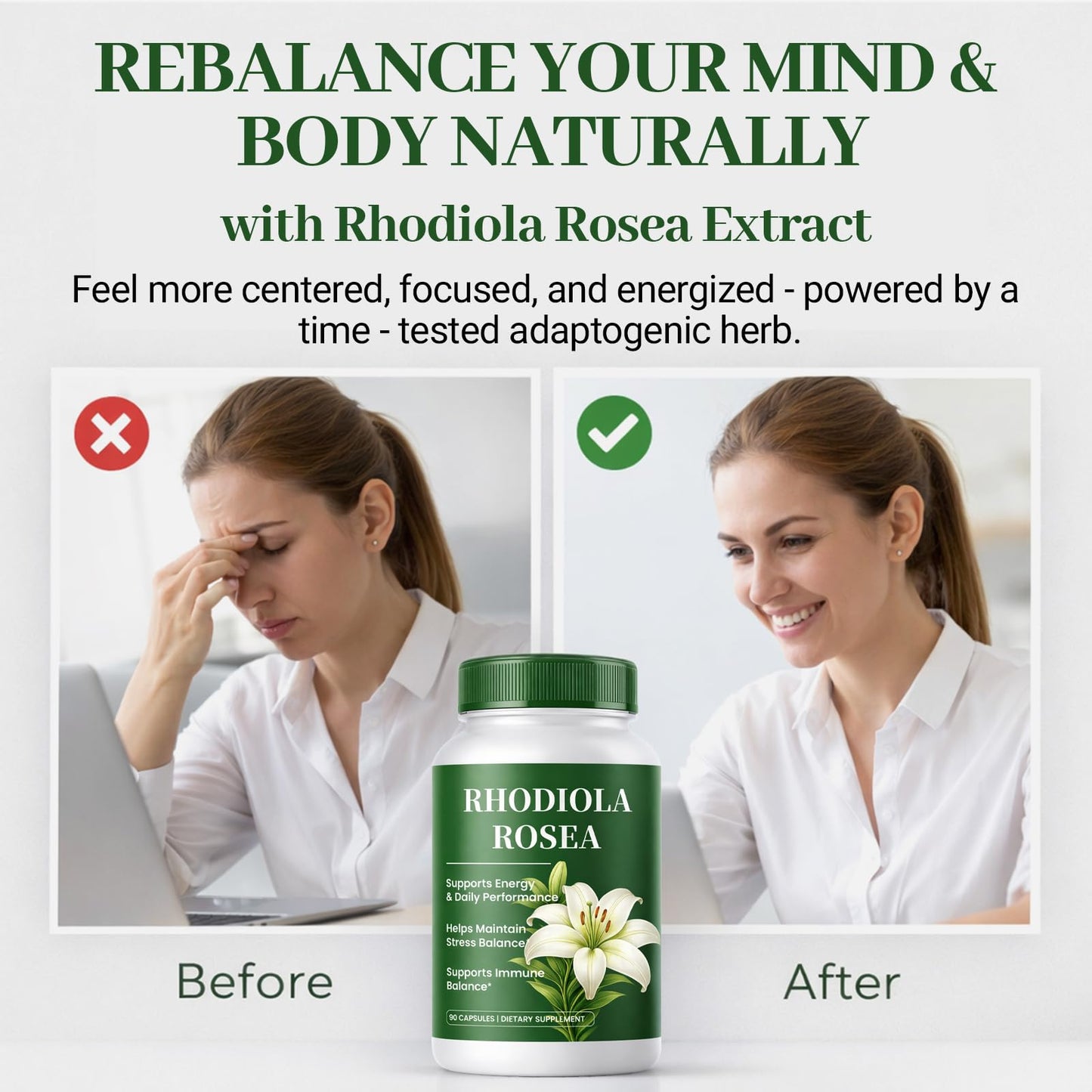 FIYY6VC Rhodiola Rosea Supplement Capsules, 90 Count