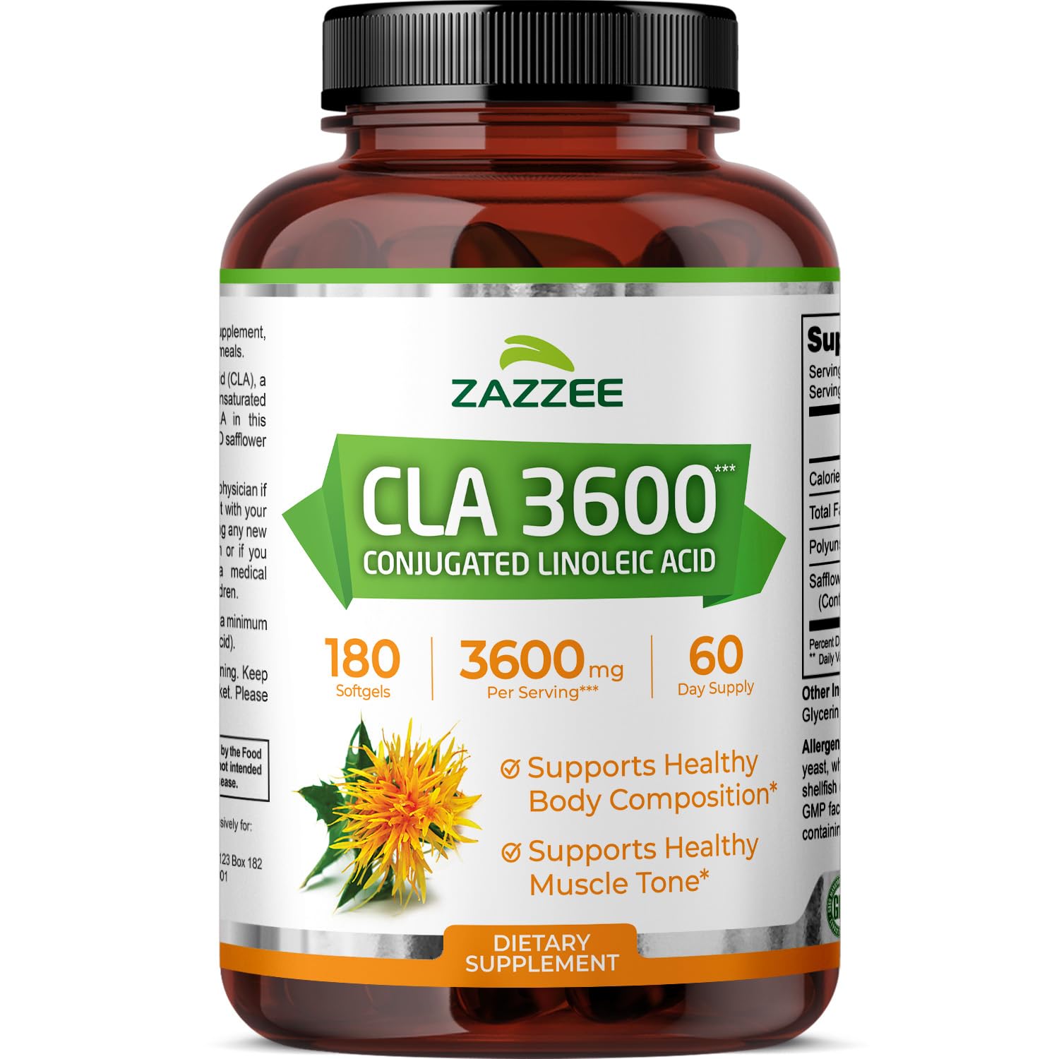 Zazzee High Potency CLA 3600 Softgels, 180 Count