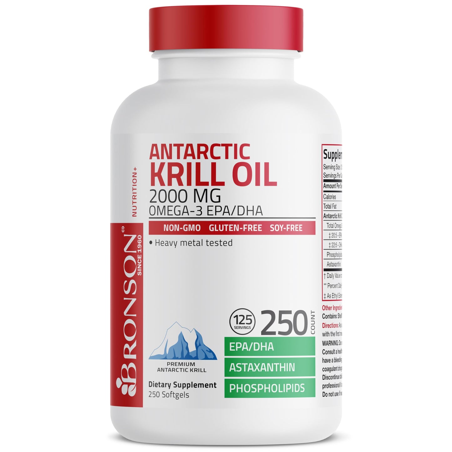 Bronson Antarctic Krill Oil 2000mg with Omega-3s EPA, DHA, Astaxanthin and Phospholipids Softgels, 250 Count