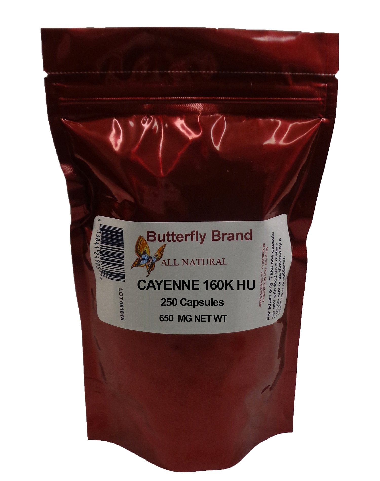 Herbal Advantage Cayenne 160K HU 650mg Capsules, 250 Capsules