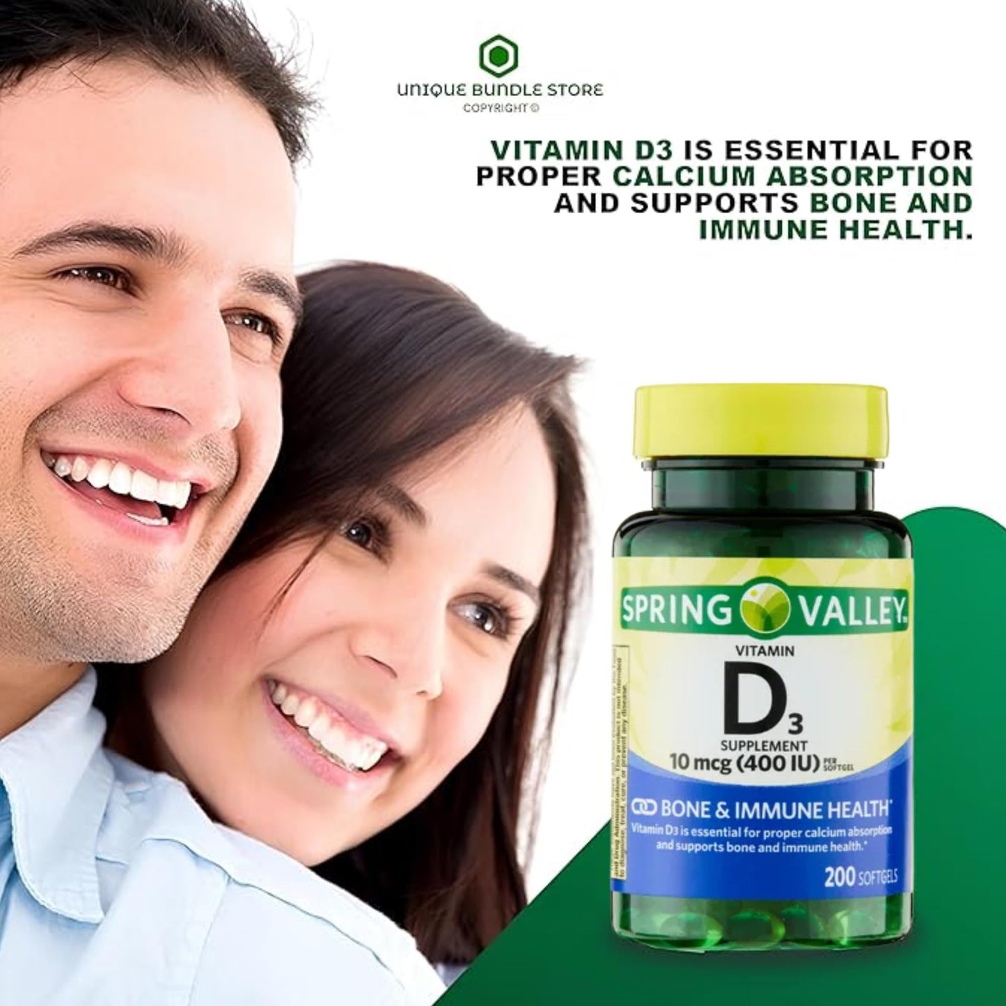 Unique Bundle Store Vitamin D3 10 mcg (400 IU) Softgel 200