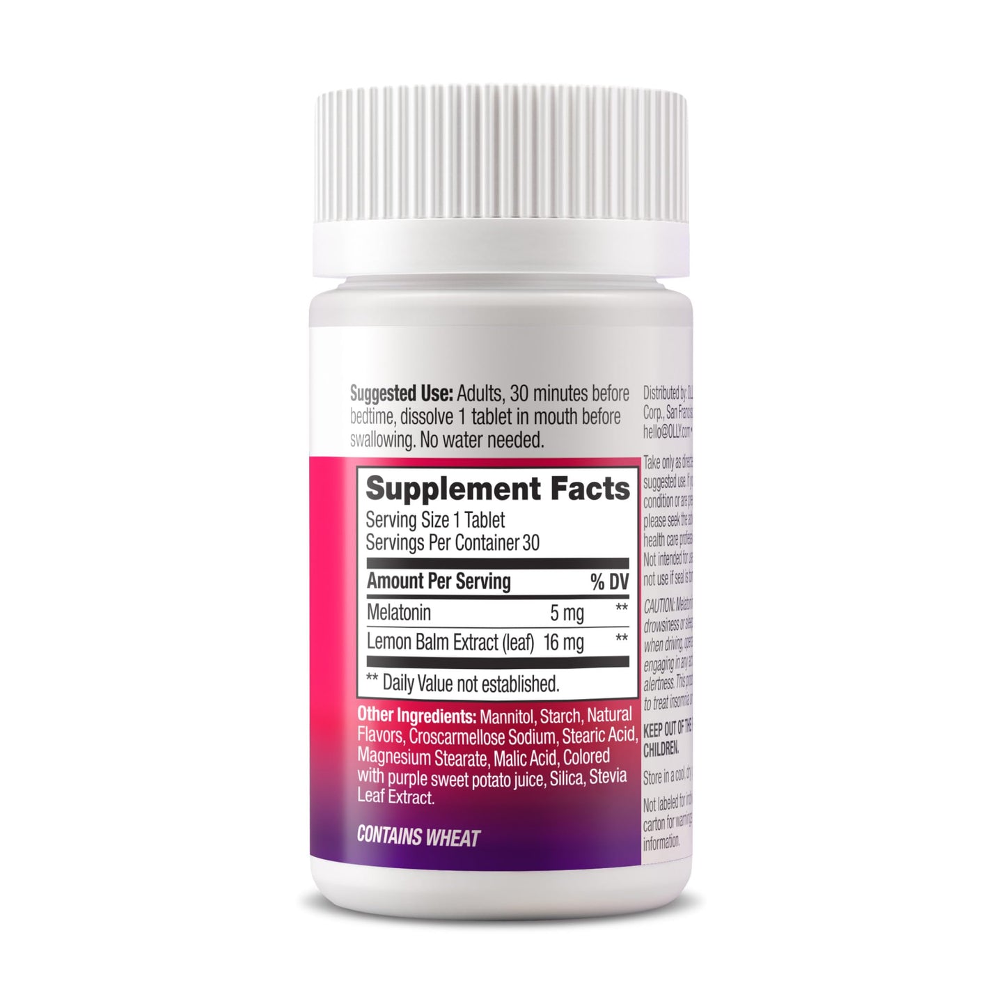 OLLY Extra Strength Sleep Fast Dissolve Tablets, 5mg Melatonin, Vegan, Strawberry, 30 Tablets