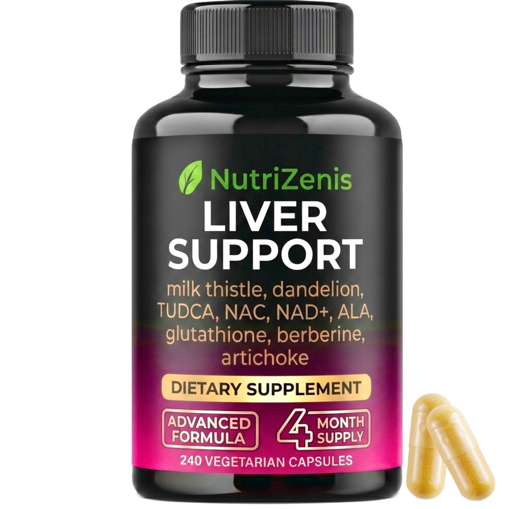 NutriZenis Liver Support Supplement, 240 Capsules