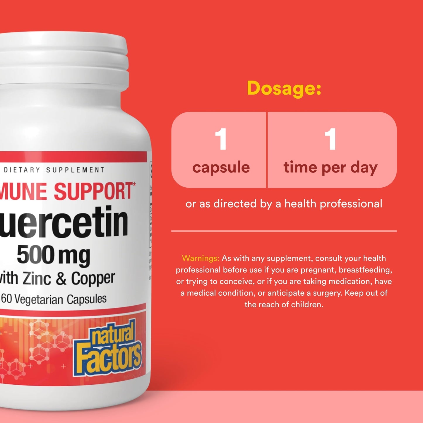Natural Factors Quercetin with Zinc & Copper Capsules, 60 Count