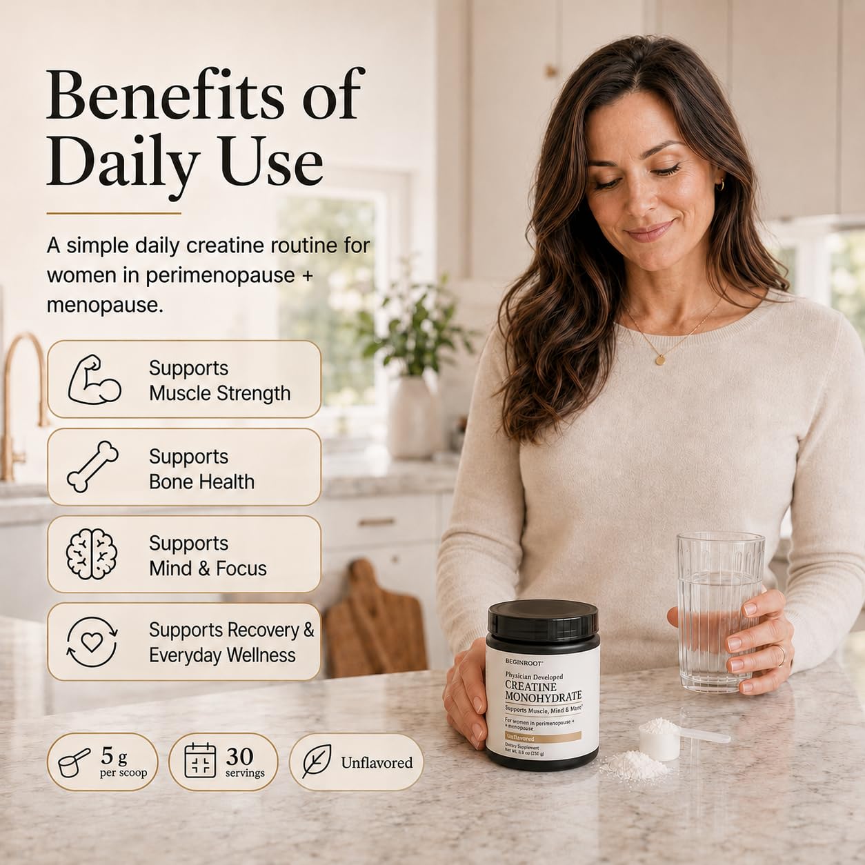 BRIGHT BODY Creatine Monohydrate for Women Powder 5.3 oz