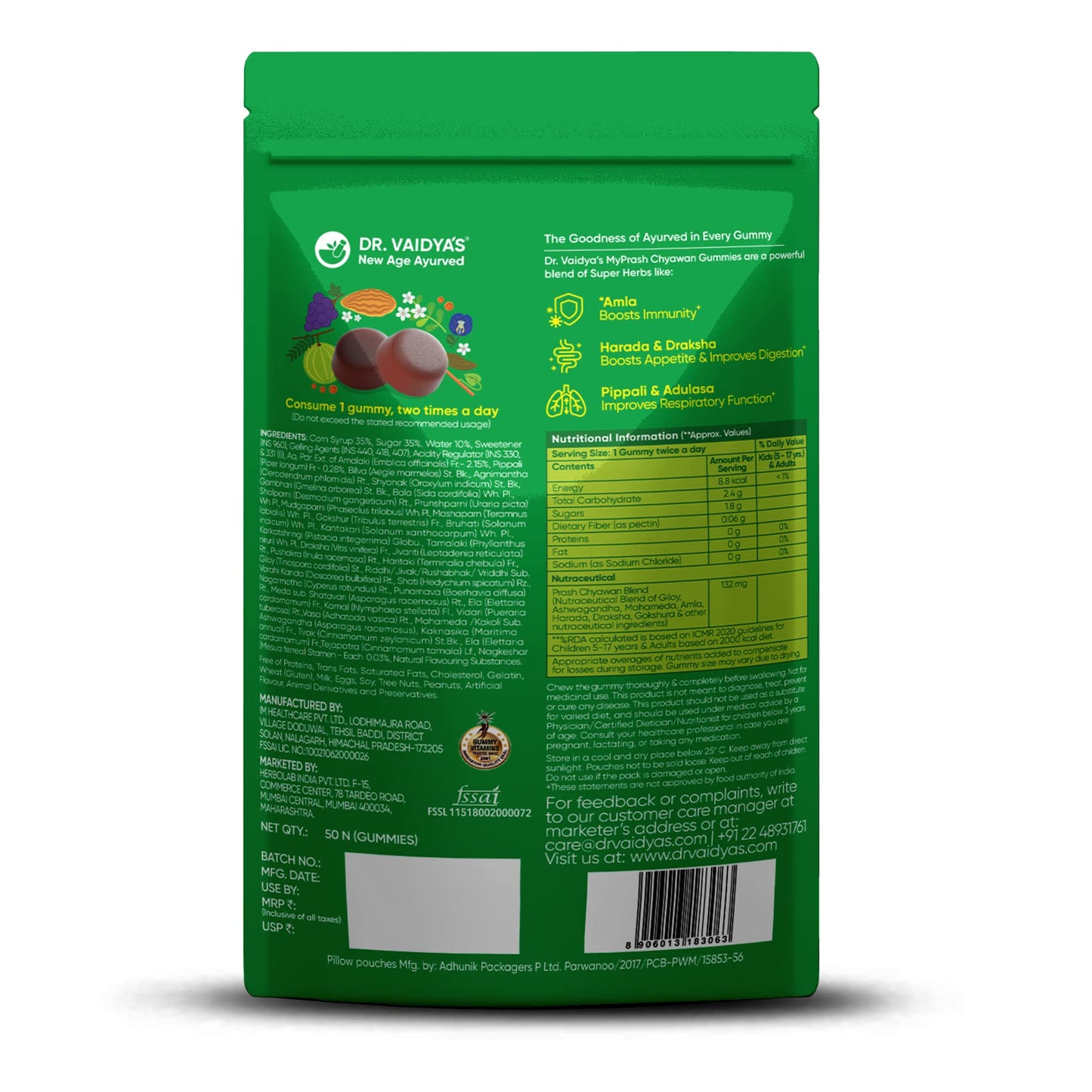 Dr. Vaidya's New Age Ayurveda Chyawan Gummies 50 Gummies Pack of 2