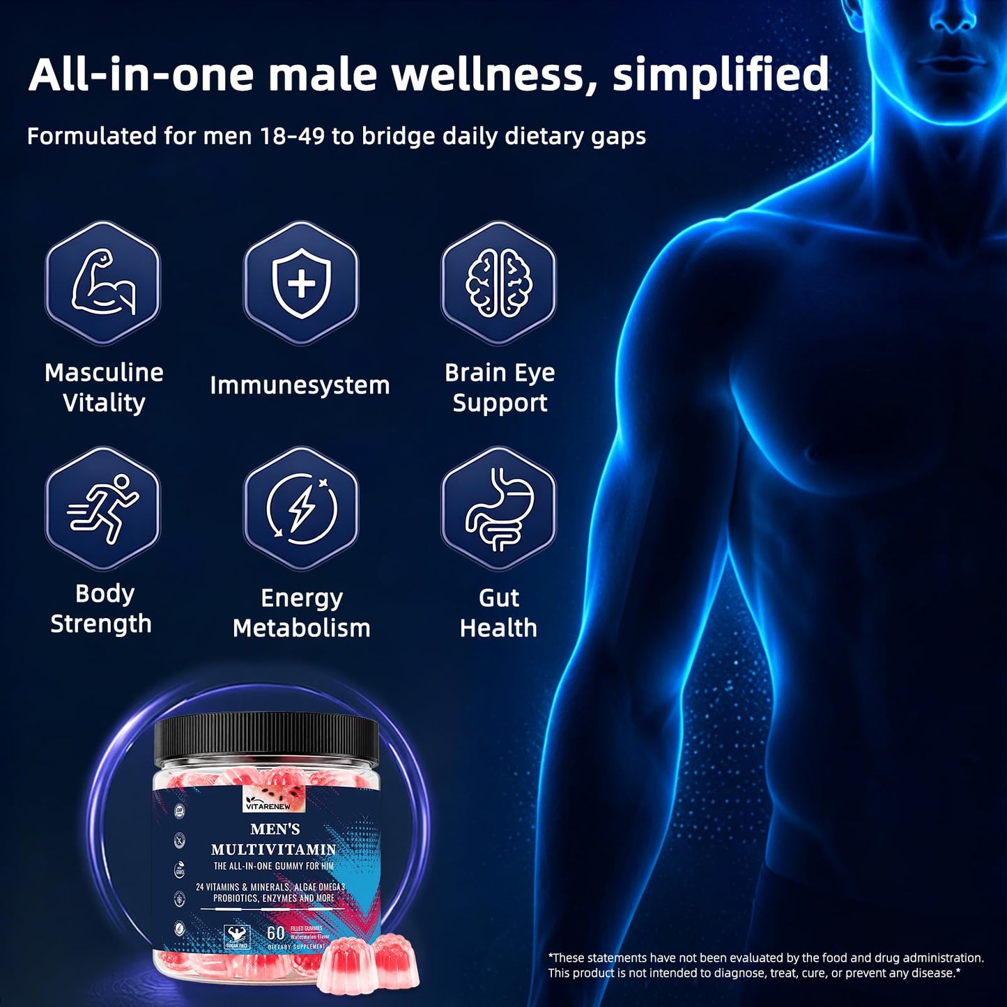 VITARENEW Methylated Multivitamin for Men Gummies 60 Count