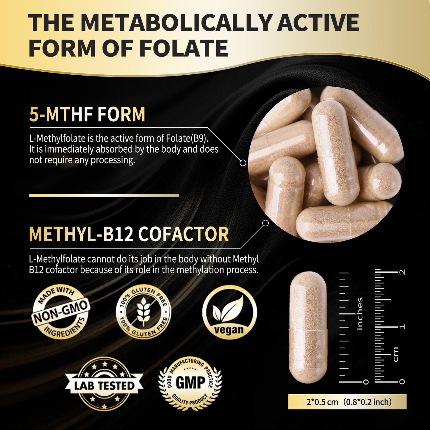 Fleamart L Methylfolate 15mg Plus Methyl B12 Supplement Active 5-MTHF Form, 240 Capsules