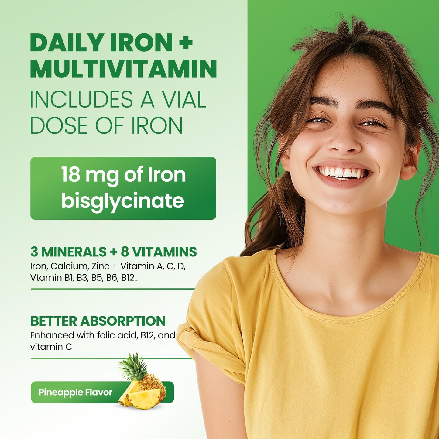 GZ HAOYUAN Iron Gummies with Multivitamin, 120 Gummies