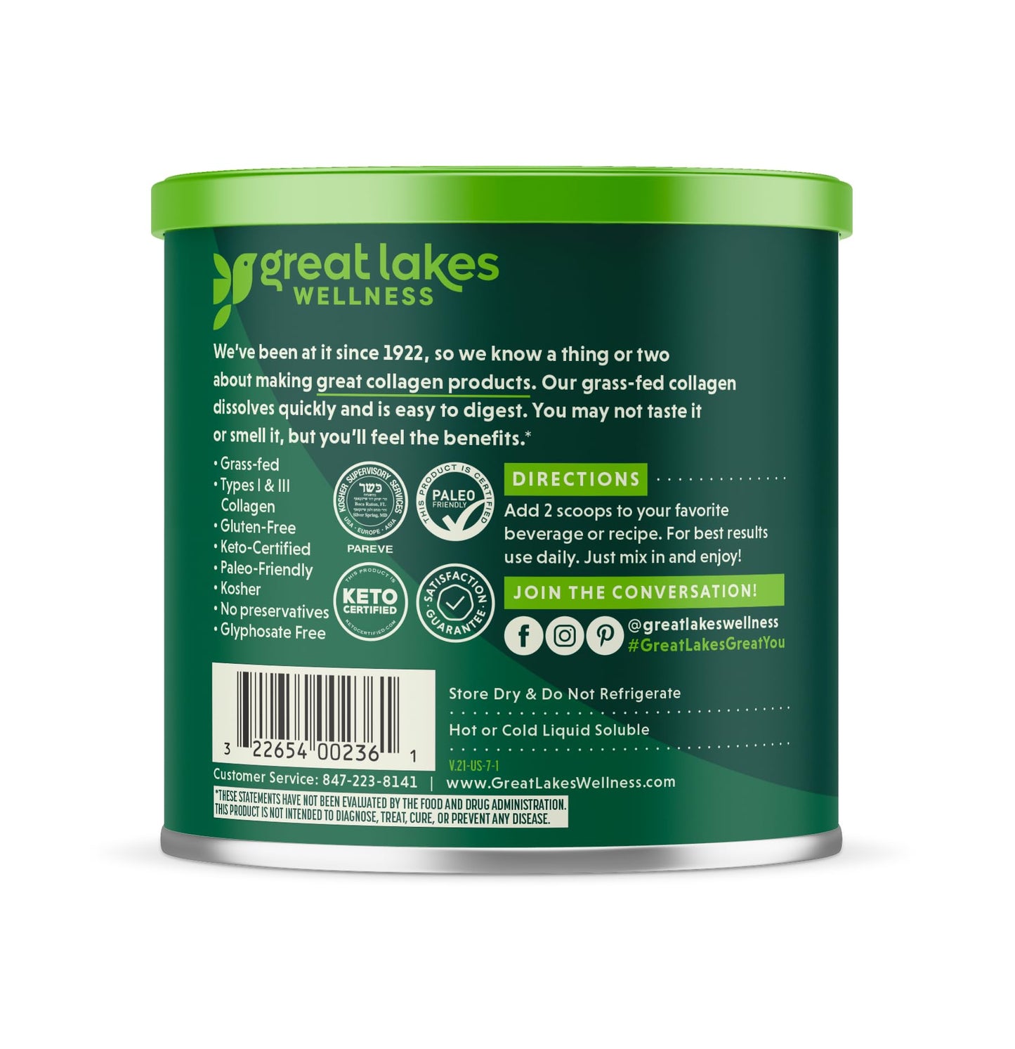 Great Lakes Wellness Collagen Peptides Powder, 7 oz