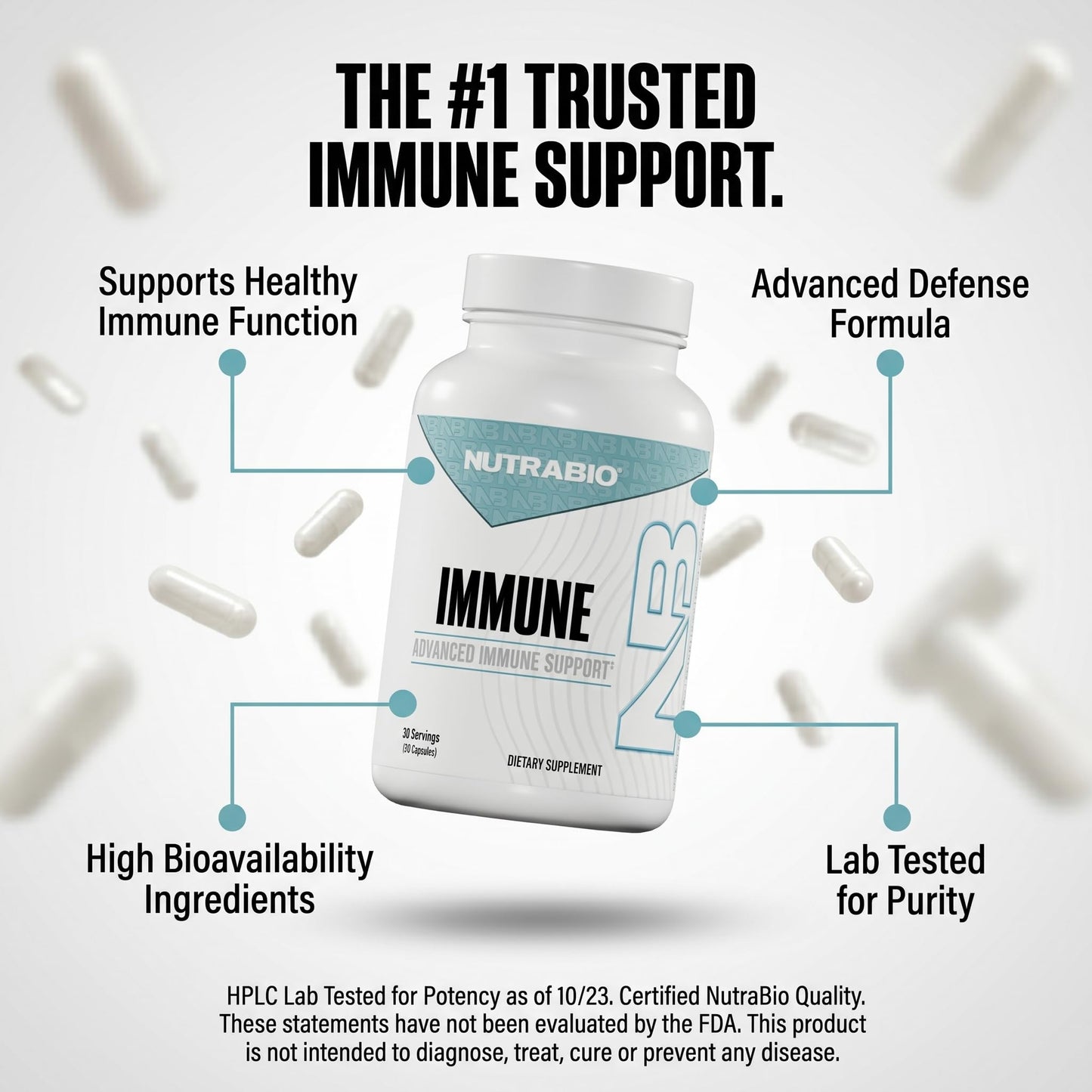 NutraBio Immune Support Supplement with EpiCor 90 Capsules