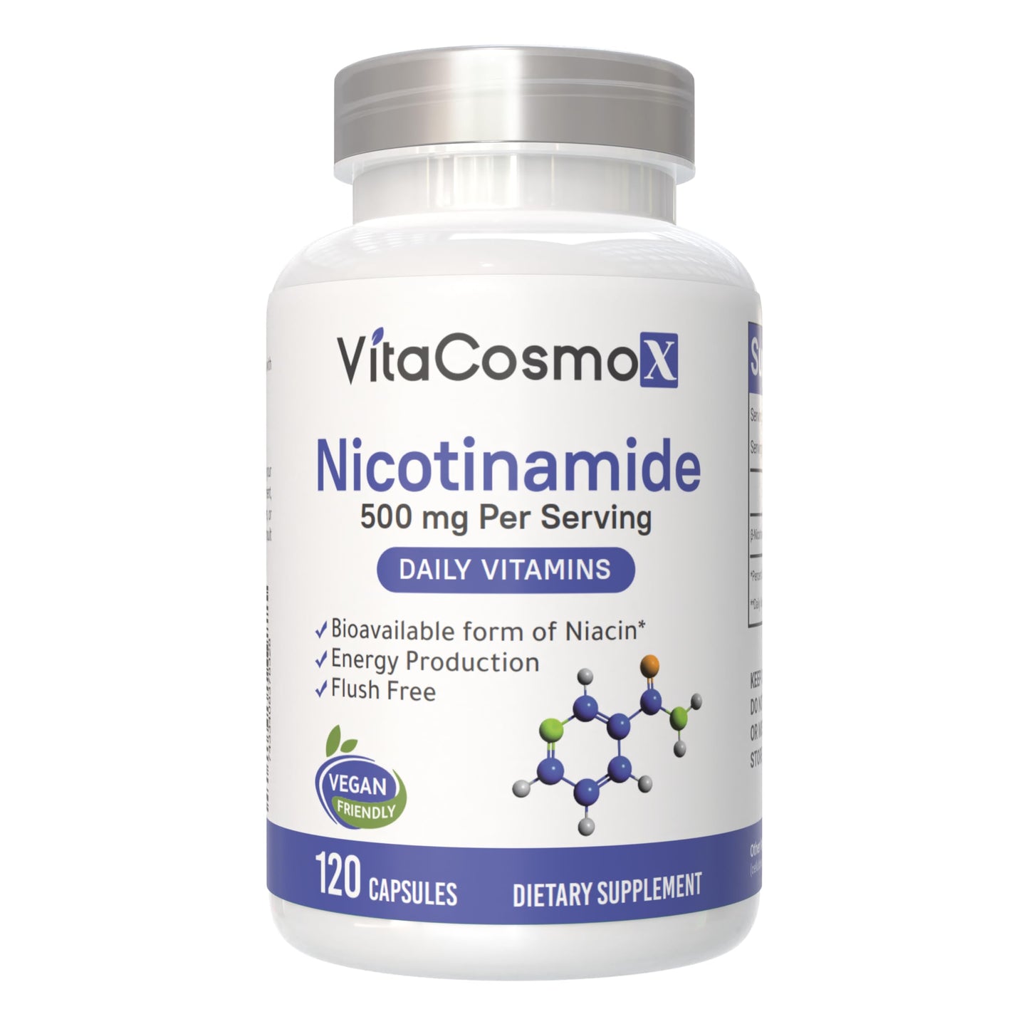 VitaCosmoX Nicotinamide 500mg Vitamin B3 120 Capsules