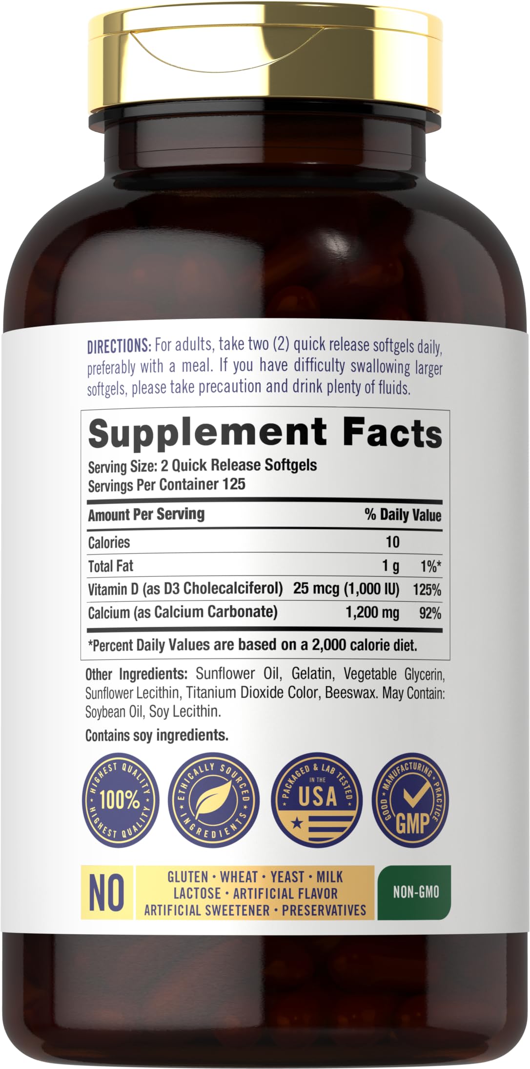 Carlyle Calcium 1200 mg with Vitamin D3 Softgels 250