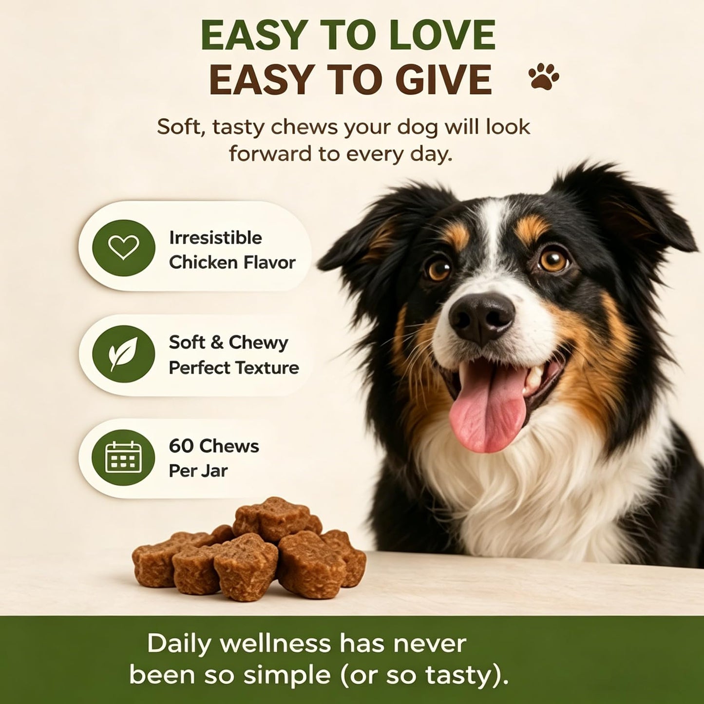 Pupganics Multivitamin Daily Soft Chews, Chicken Flavor, 60 Soft Chews