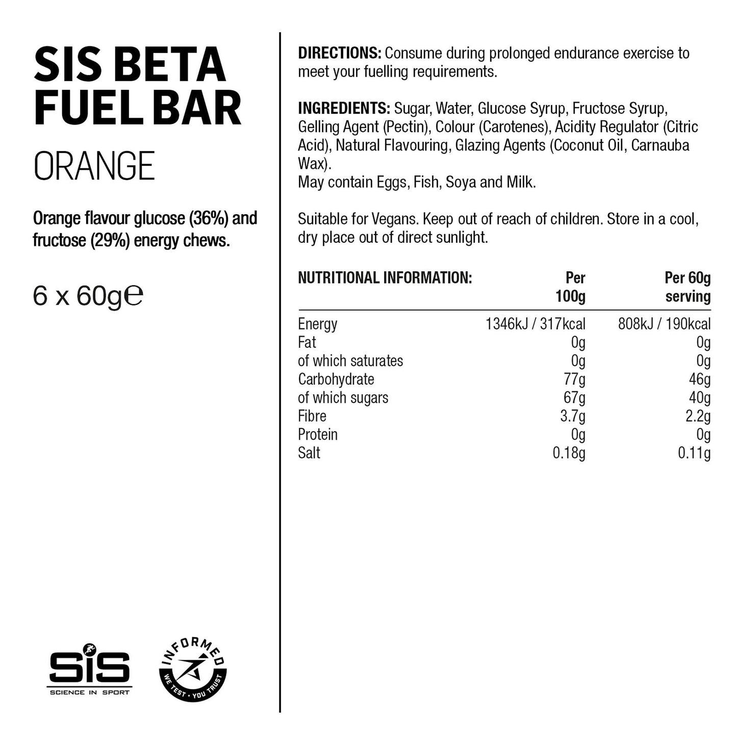 Science in Sport BETA Fuel Energy Chews, 6 Count