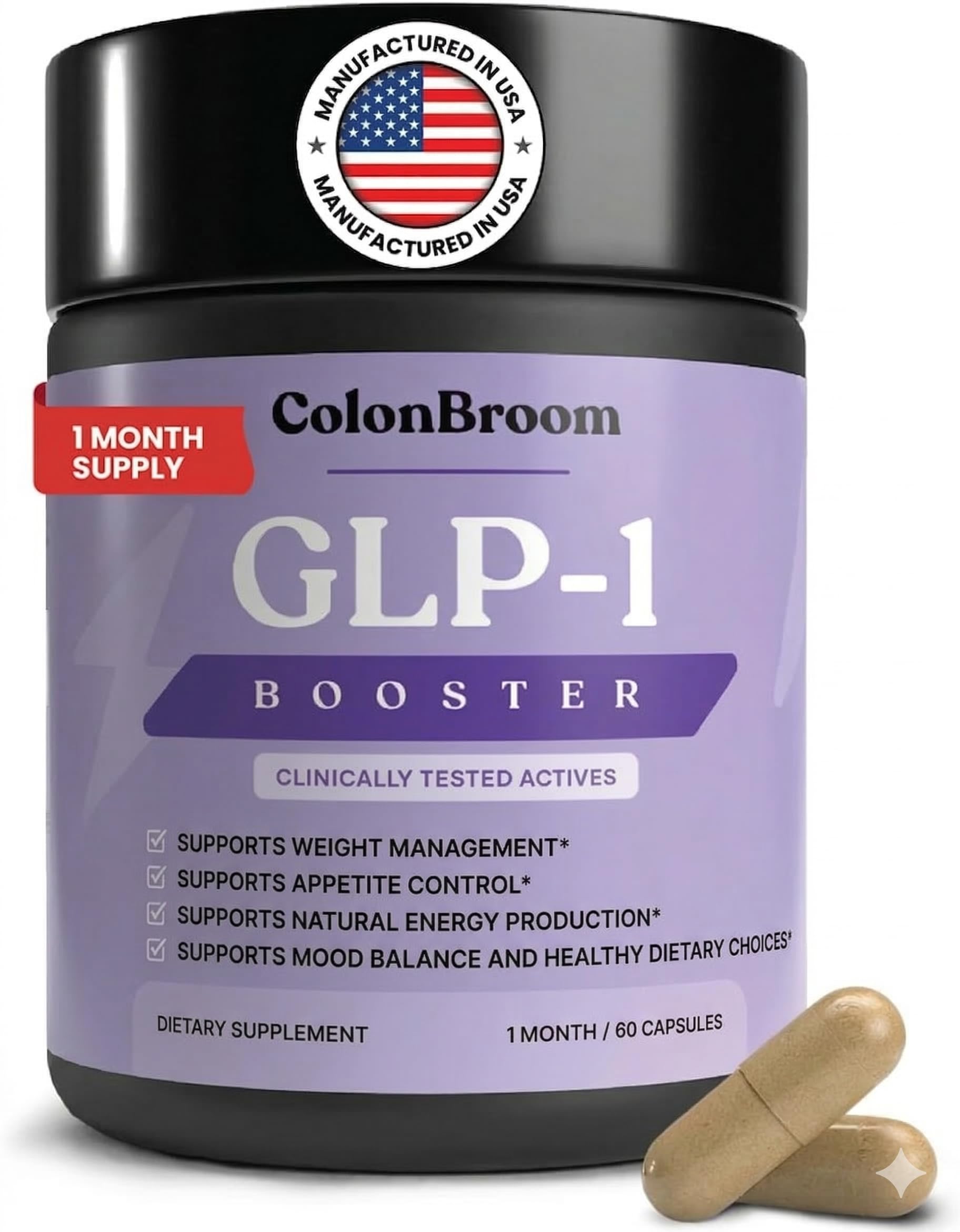 ColonBroom GLP-1 Weight Management for Women & Men Capsules, 60 Count