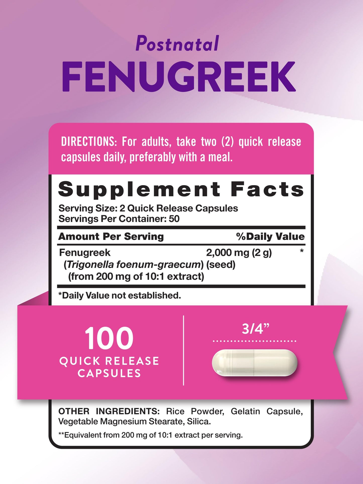 Nature's Truth Fenugreek Seed Capsules 100 Capsules