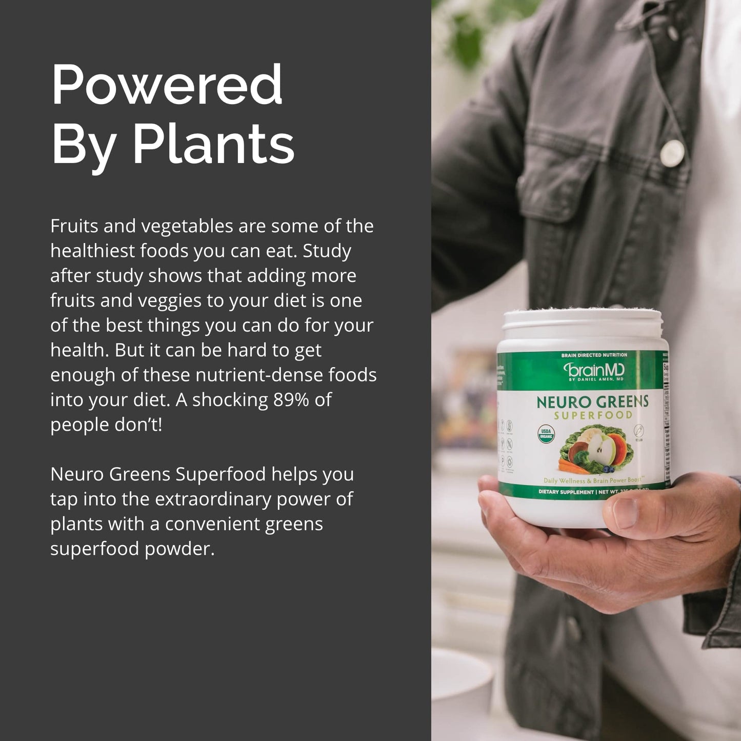 BRAINMD Dr Amen Neuro Greens Superfood Powder, 30 Servings