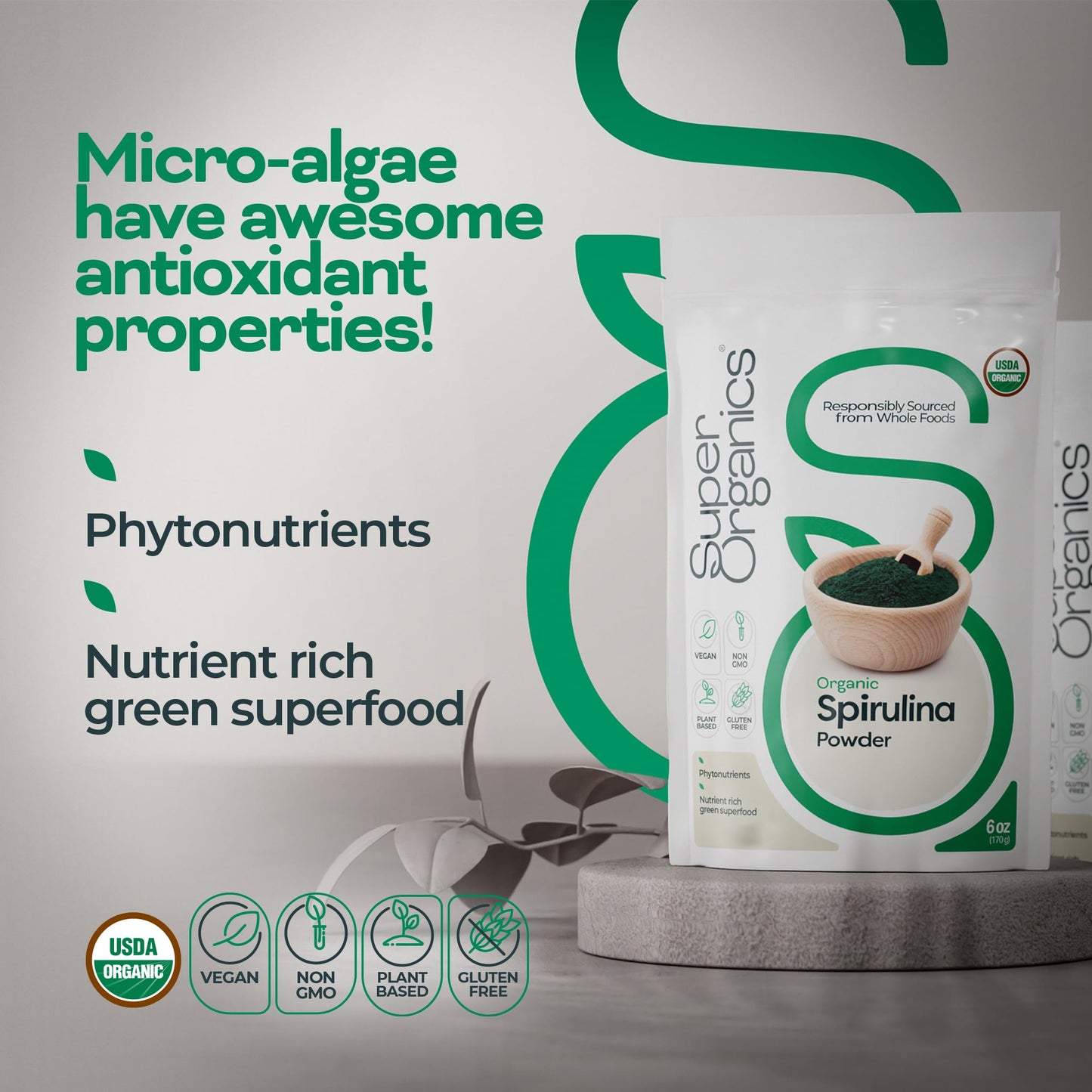 Super Organics Spirulina Powder 6 oz