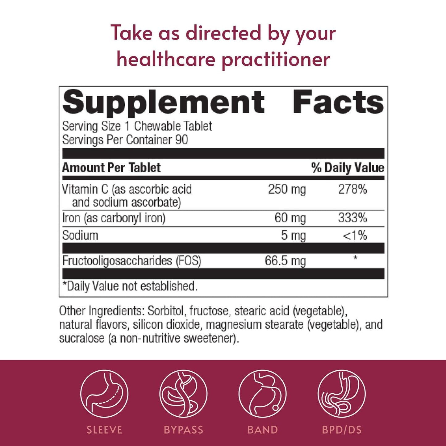Bariatric Advantage Chewable Iron 60 mg Tablet, 90 Count