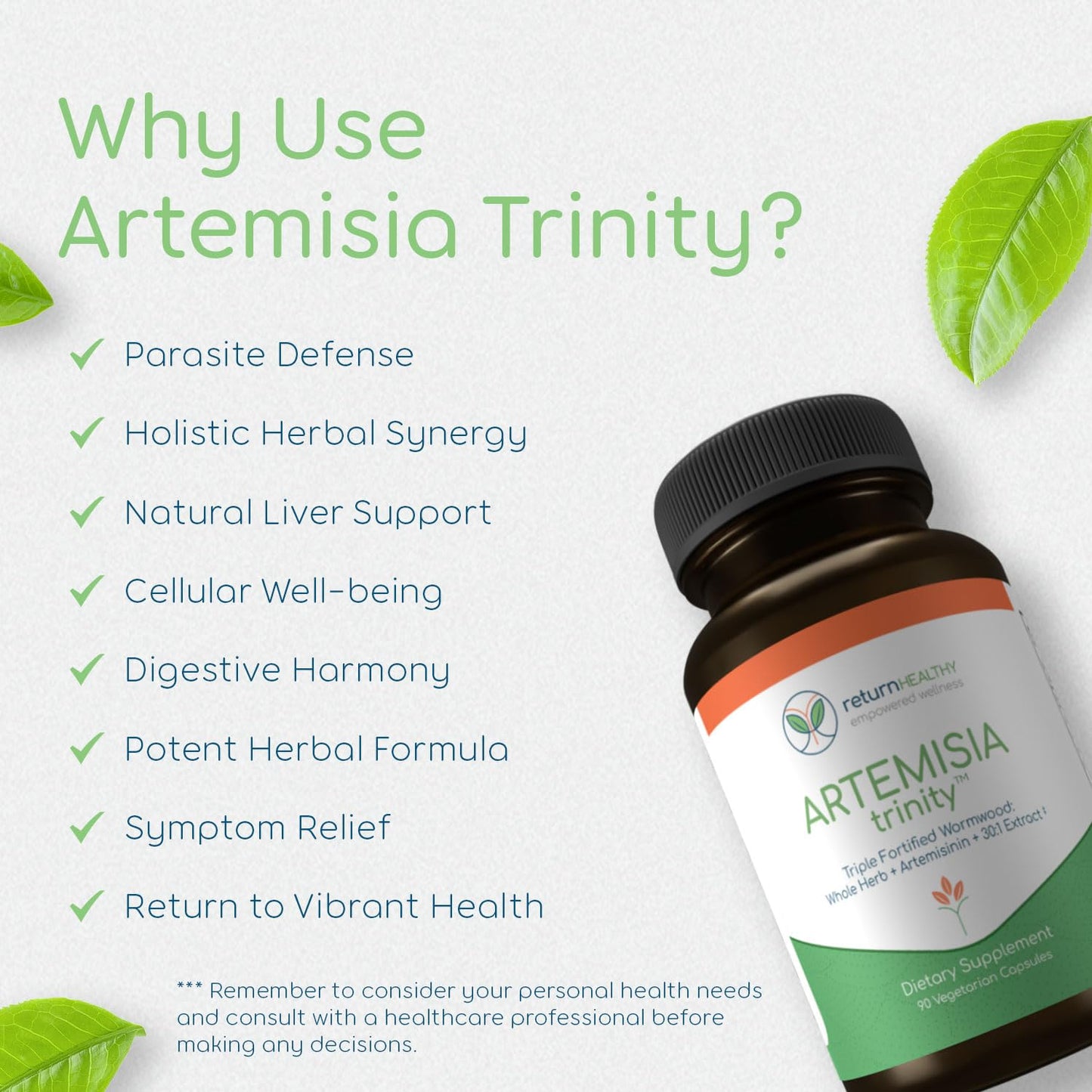 Return Healthy Artemisia Trinity Capsule 90 Count