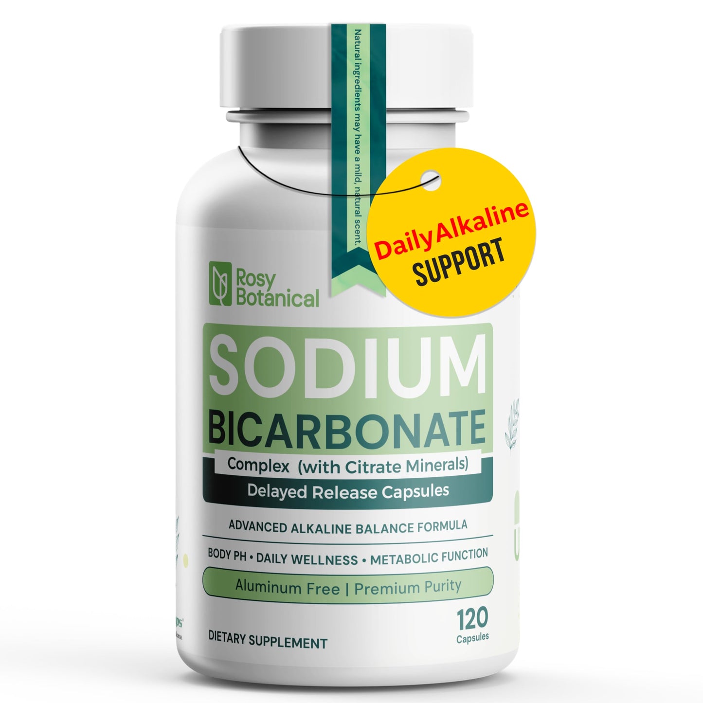 Rosy Botanical Aluminum-Free Sodium Bicarbonate Capsules, 120 Capsules