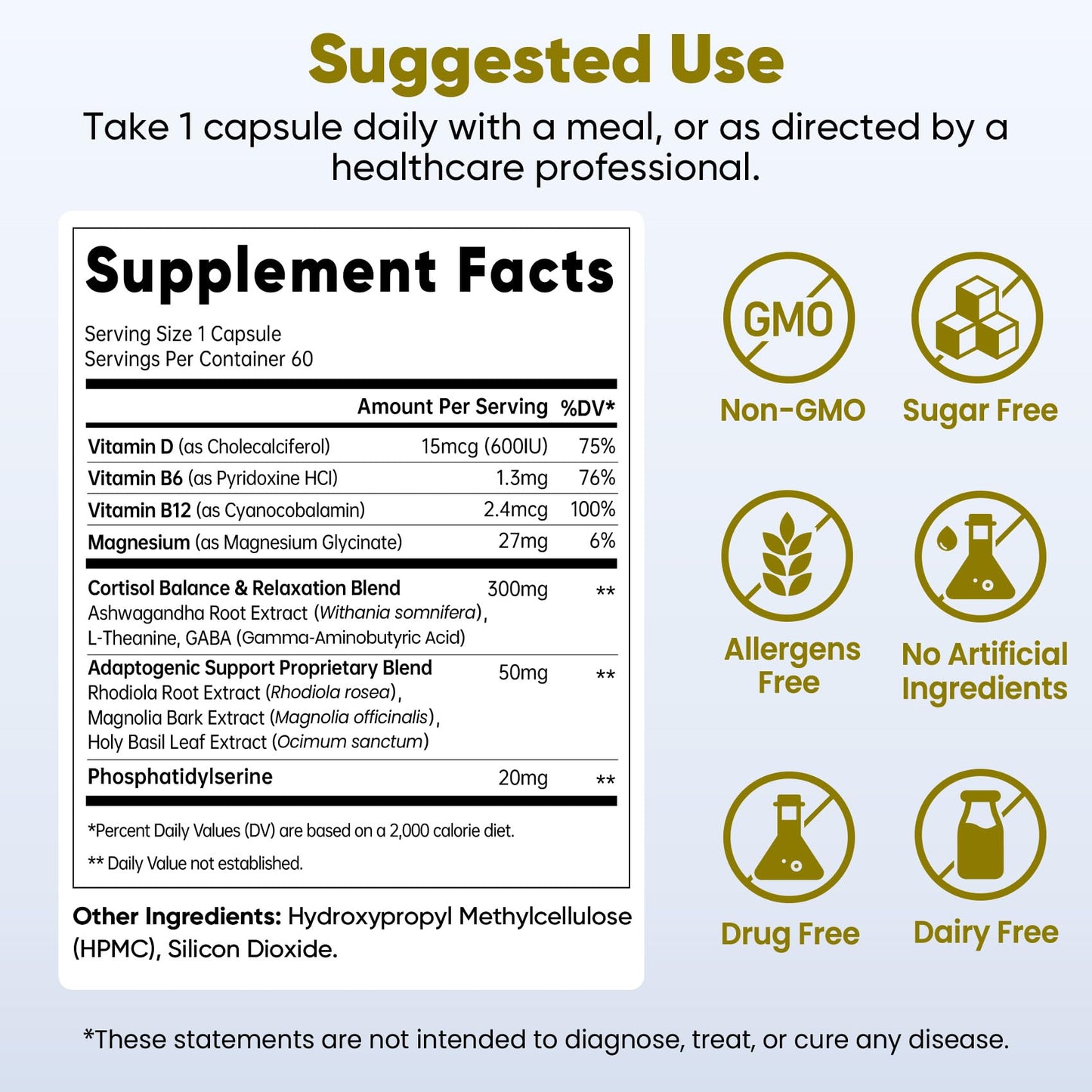 Fidus Cortisol, Adrenal & Sleep Support – Stress Relief, Hormone Balance, Nervous System & Energy Metabolism Formula 60 Capsules