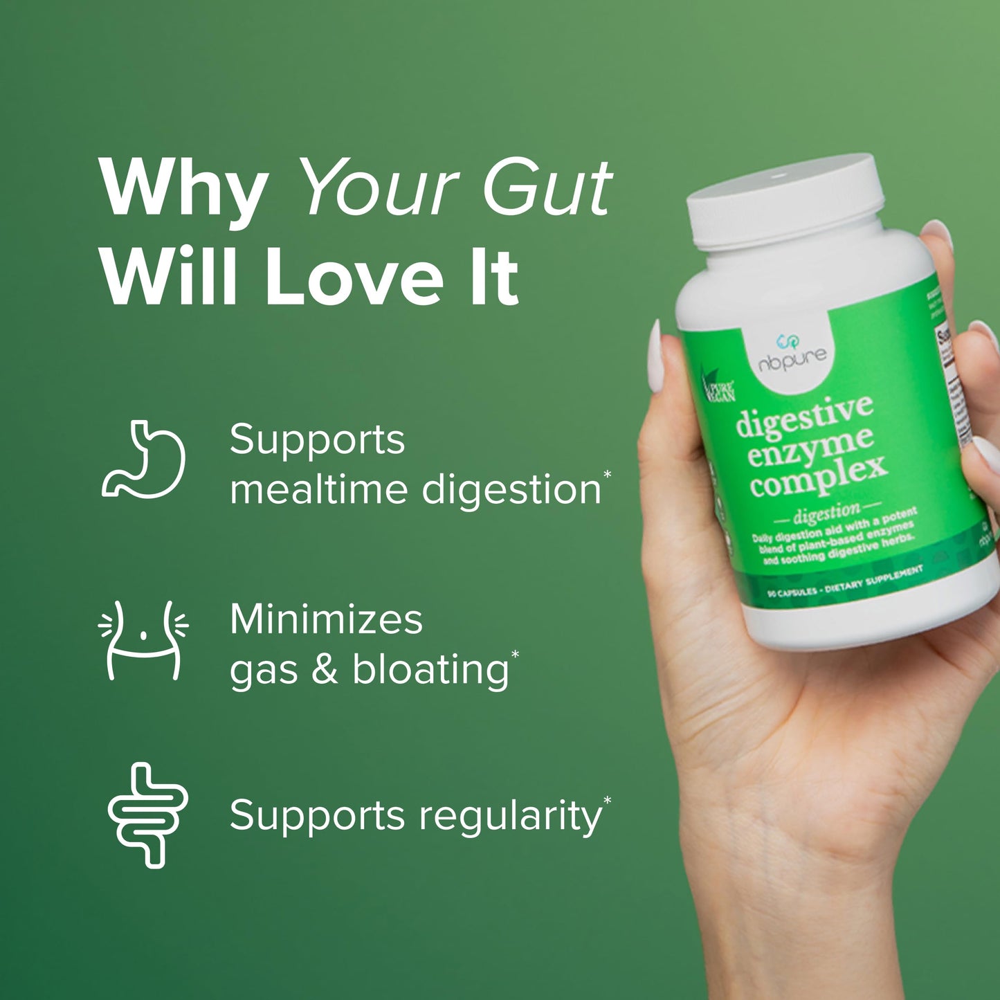 nbpure Vegan Digestive Enzyme Complex Capsule 90 Count