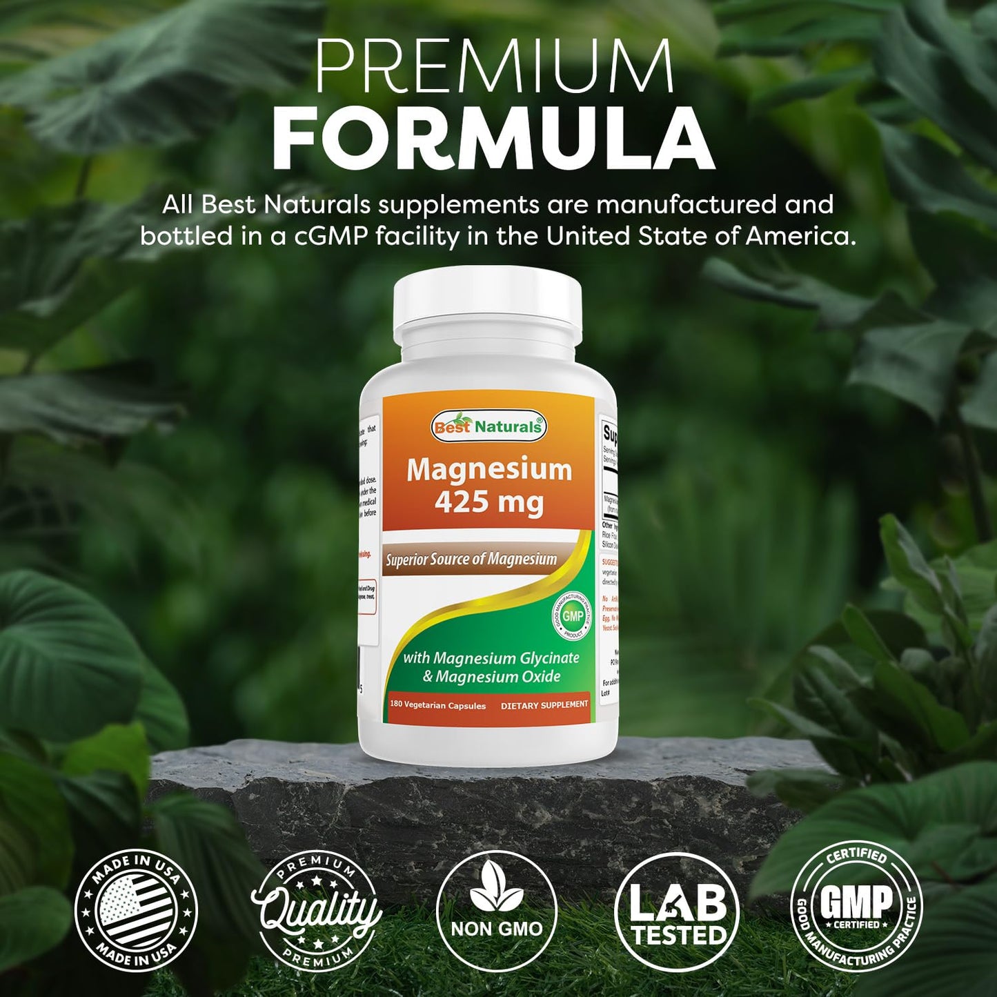 Best Naturals Magnesium 425 mg 180 Veggie Capsules